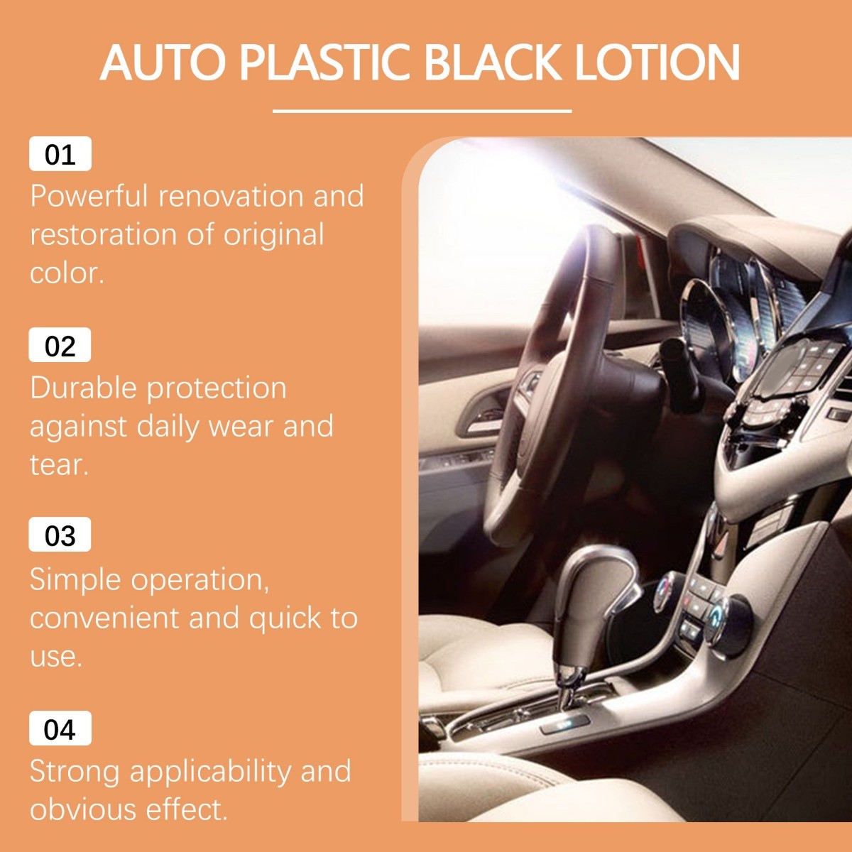Black Plastic Polish Restorer for Cars, Auto Trim Care, Revive Faded Surfaces