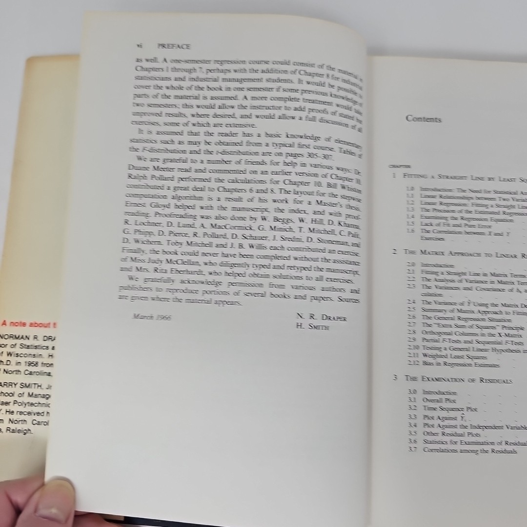 JOHN WILEY & SONS Applied Regression Analysis Hardcover Book Draper Smith 1966