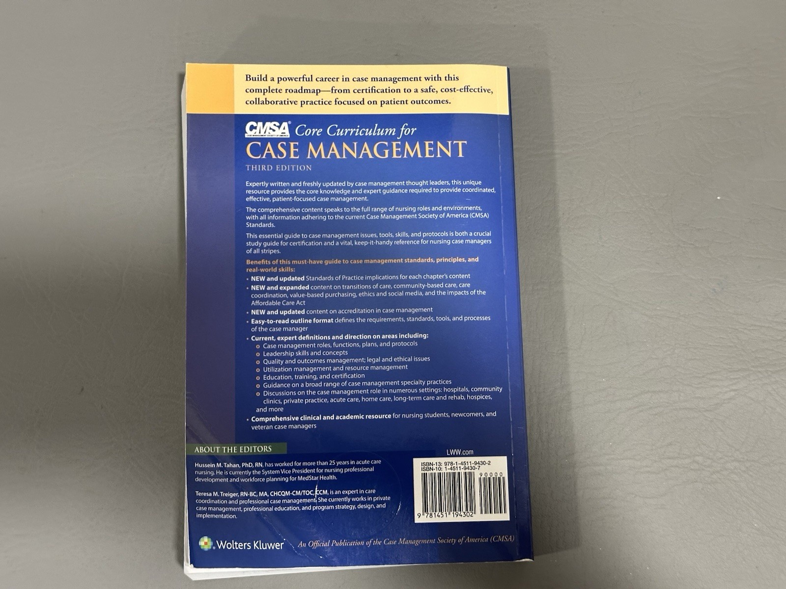 CMSA Core Curriculum for Case Management by Tahan PhD 3rd Edition Paper Back