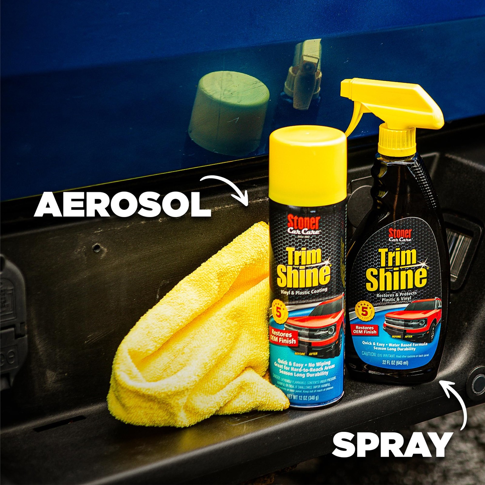 Trim Shine Restorer for Cars – Vinyl & Plastic Protectant Coating – 22 fl oz