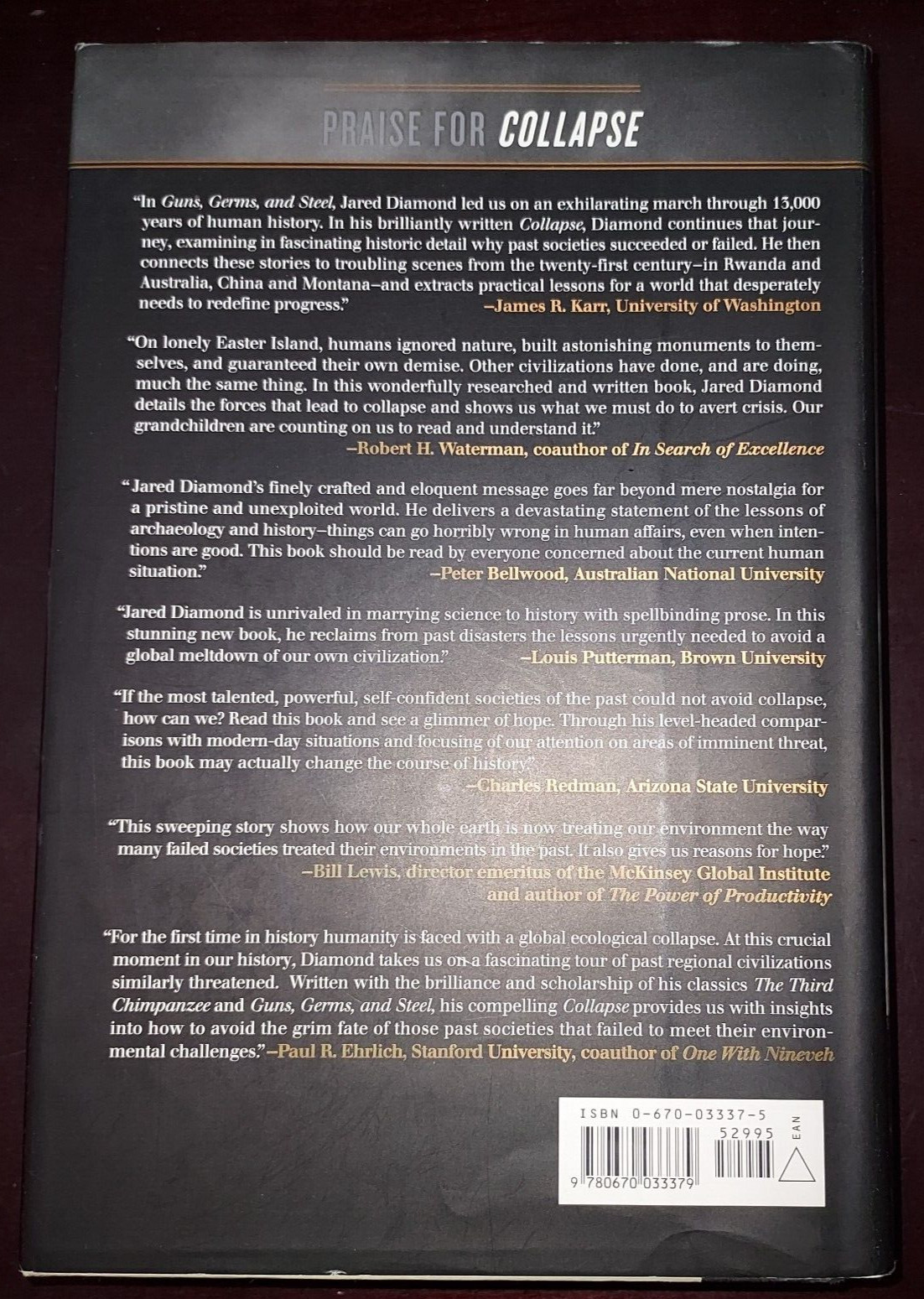 Collapse: How Societies Choose to Fail or Succeed by Jared Diamond (2004,Hardcov