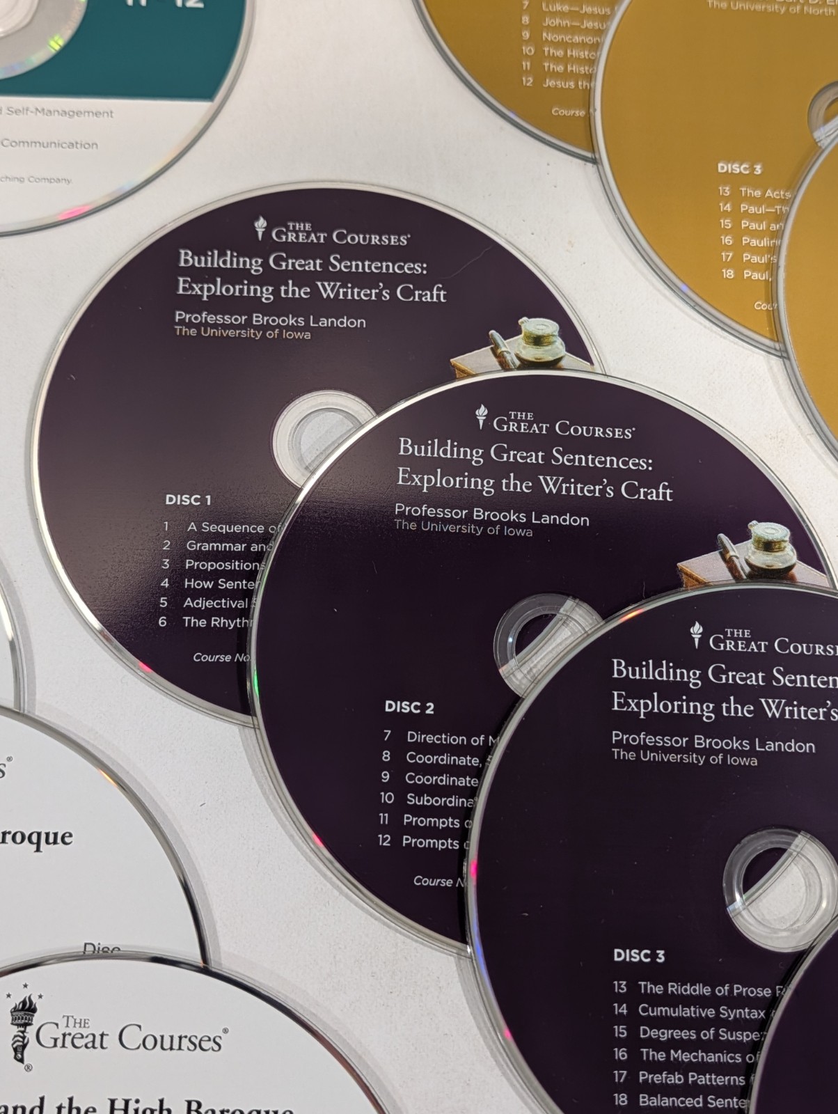30 Loose Learning Courses DVDs & Audio CDs – Religion, History, Writing, Music
