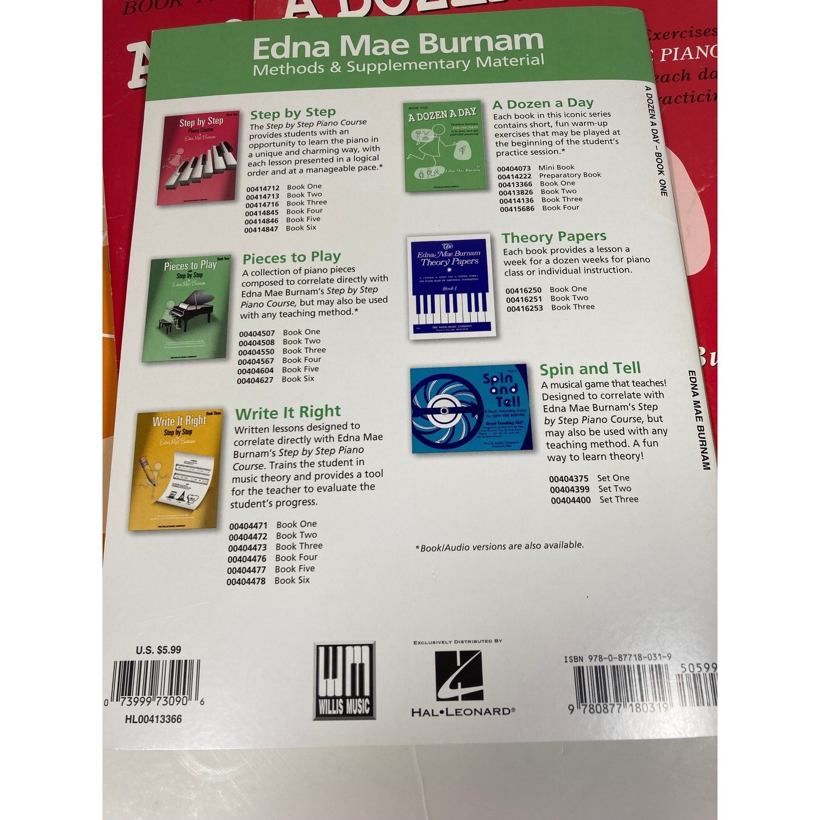 A Dozen A Day Piano Technical Exercises Edna-Mae Burnam Books 1 3 4 Lot of 6