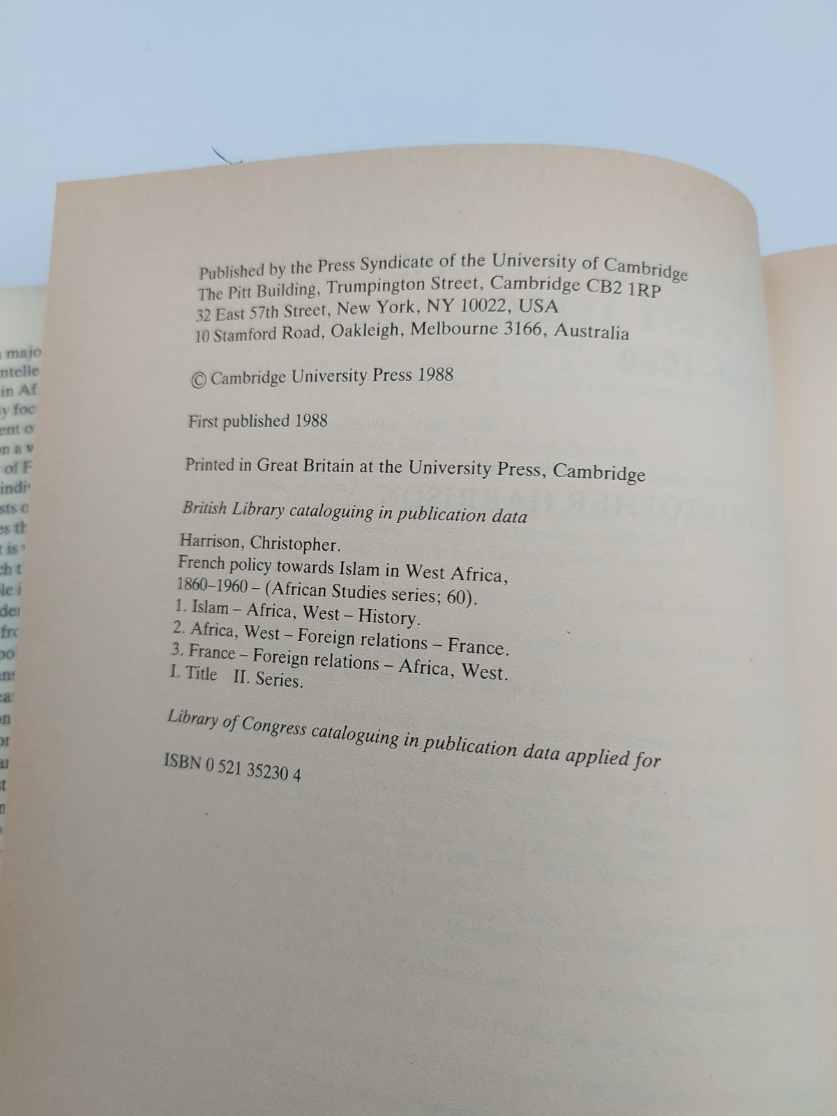 African Studies France and Islam in West Africa 1860-1960 Christopher Harrison