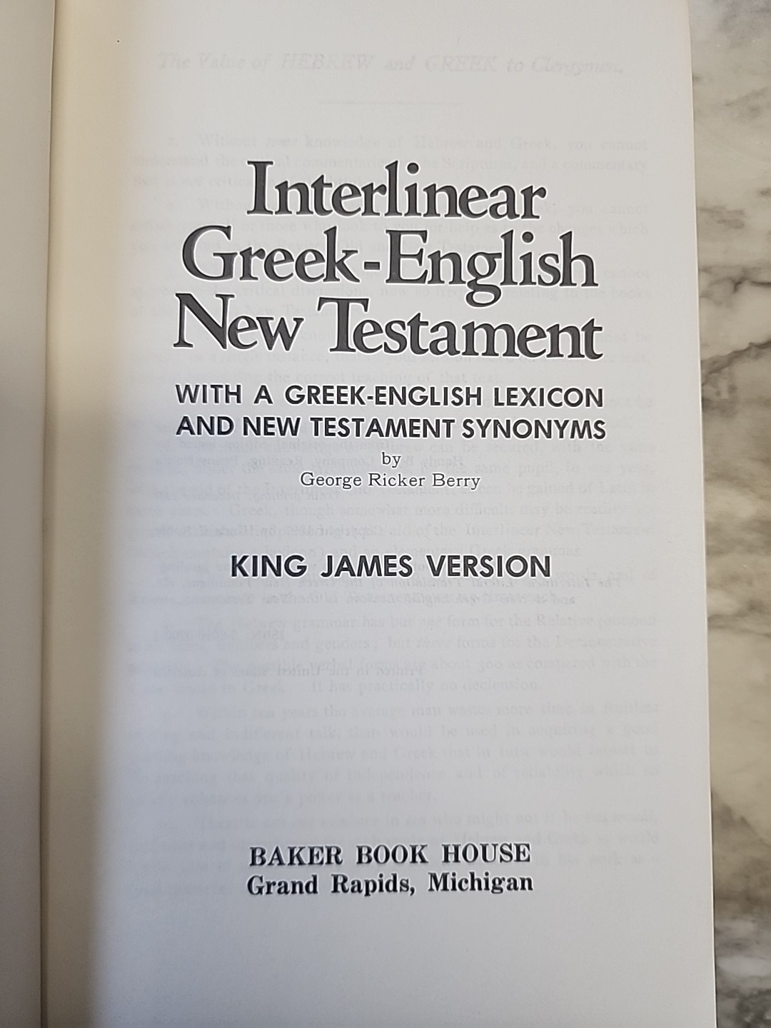 KJV Interlinear Greek-English New Testament w Greek-English Lexicon