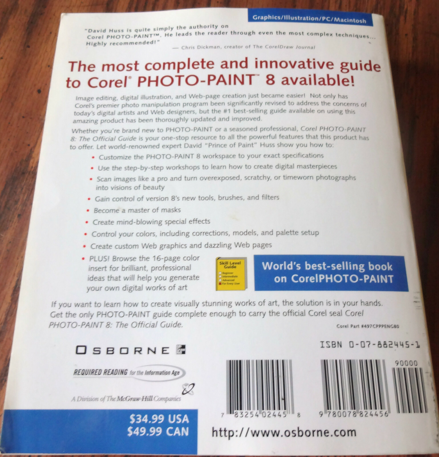 Corel Photo-Paint 8 The Official Guide David Huss Paperback Osborne/McGraw Hill