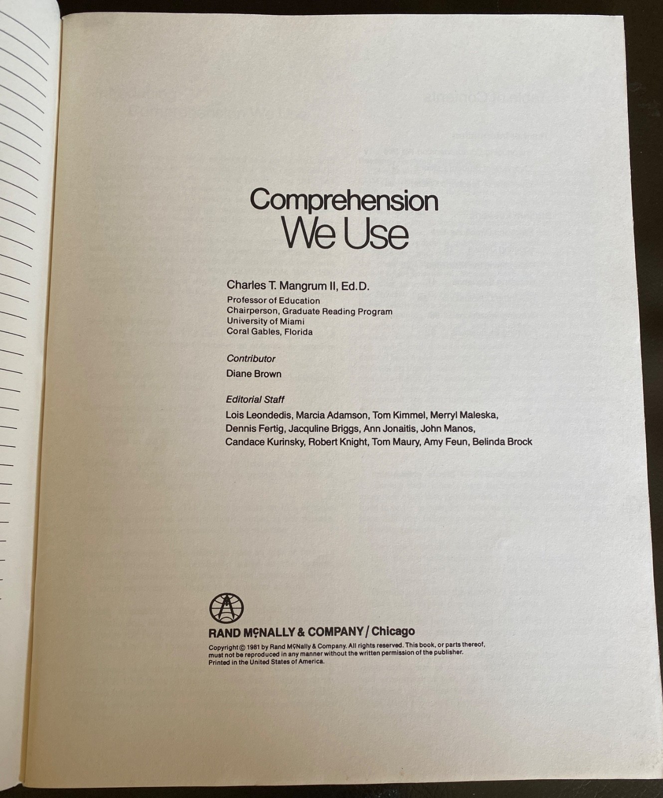 Vintage 1981 Comprehension We Use Book D Teacher Edition Rand McNally workbook
