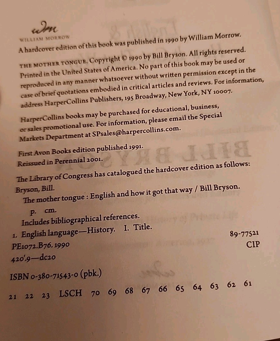 Mother Tongue : English and How It Got That Way by Bill Bryson (2001, Tr Pbk)