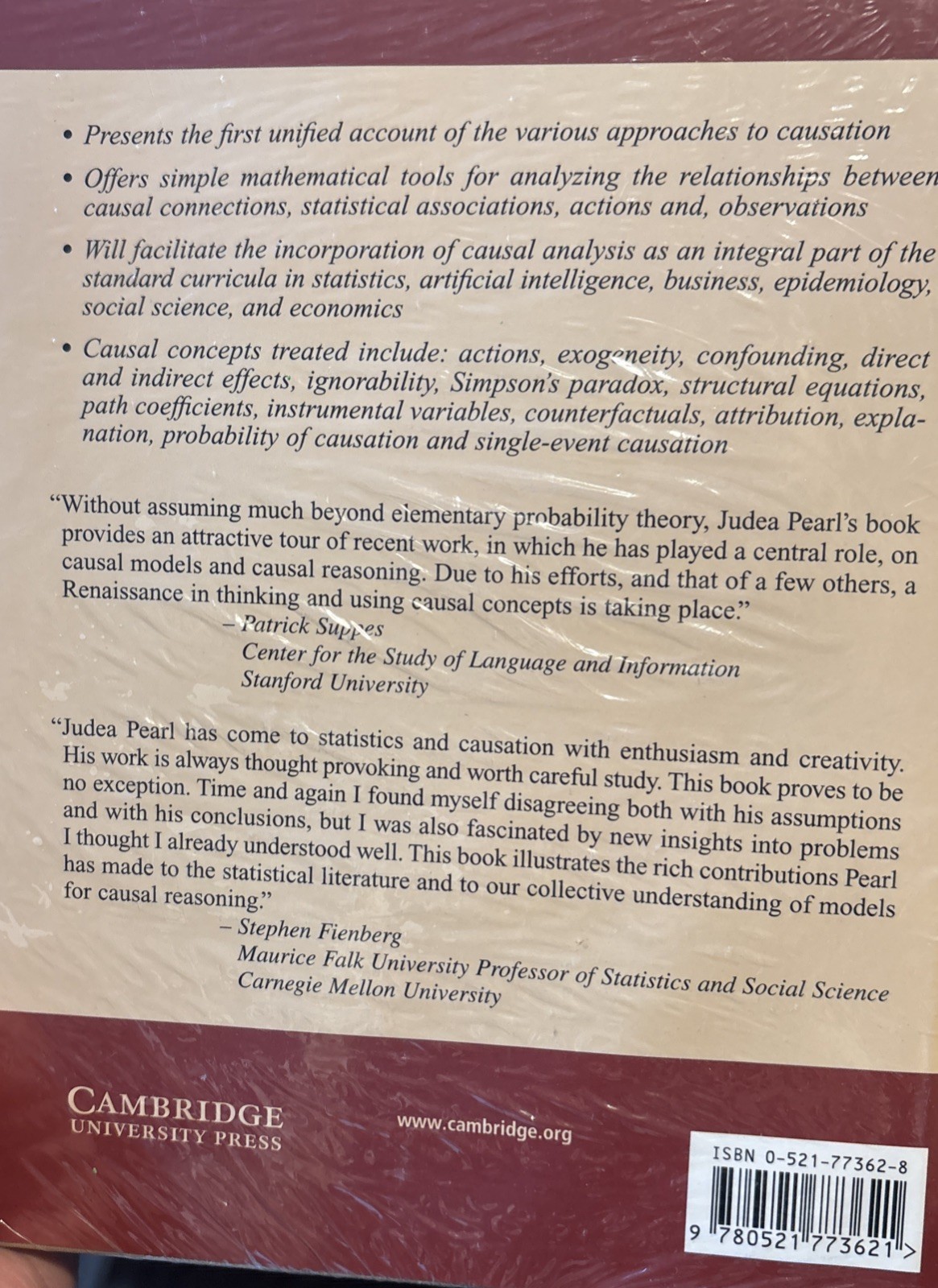 Causality: Models, Reasoning, And Inference Judea Pearl 2000 Book