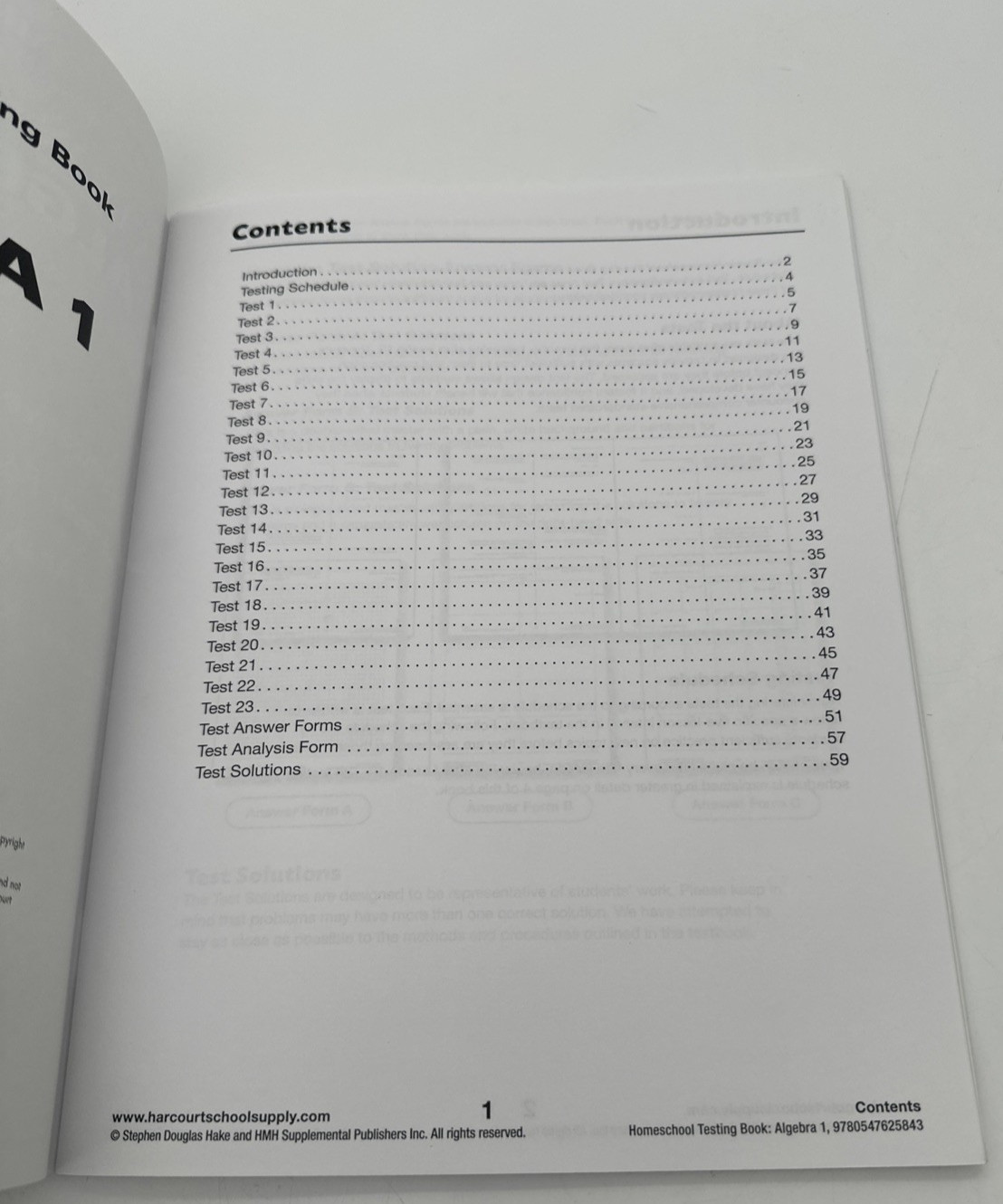 Saxon Algebra 1 4th Edition Testing Book Paperback Good Condition