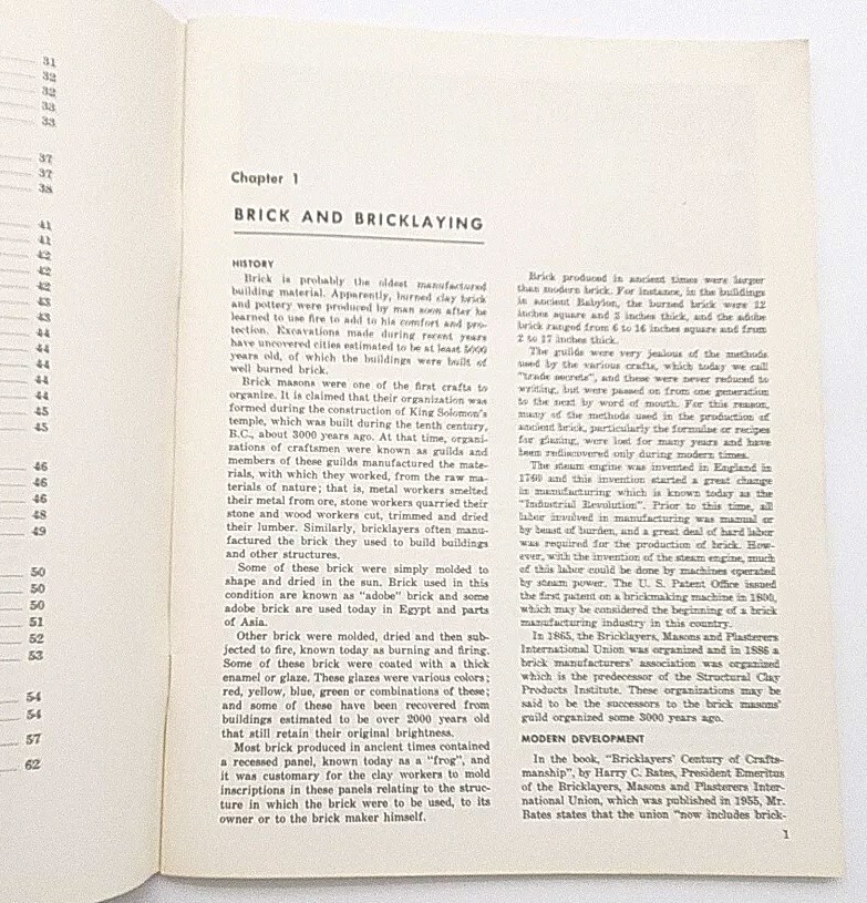 Bricklaying Vocational Training Student’s Textbook By William York Harry Plummer