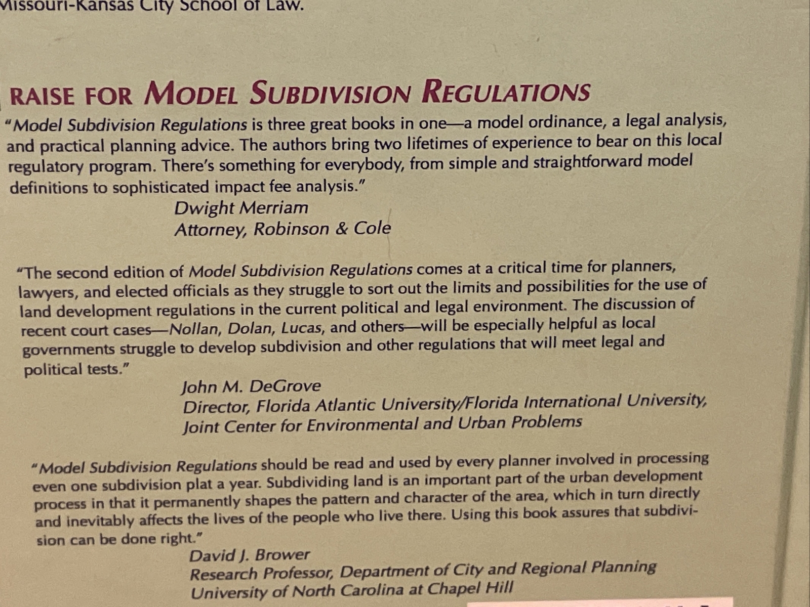 Model Subdivision Regulations- Second Edition (1995)