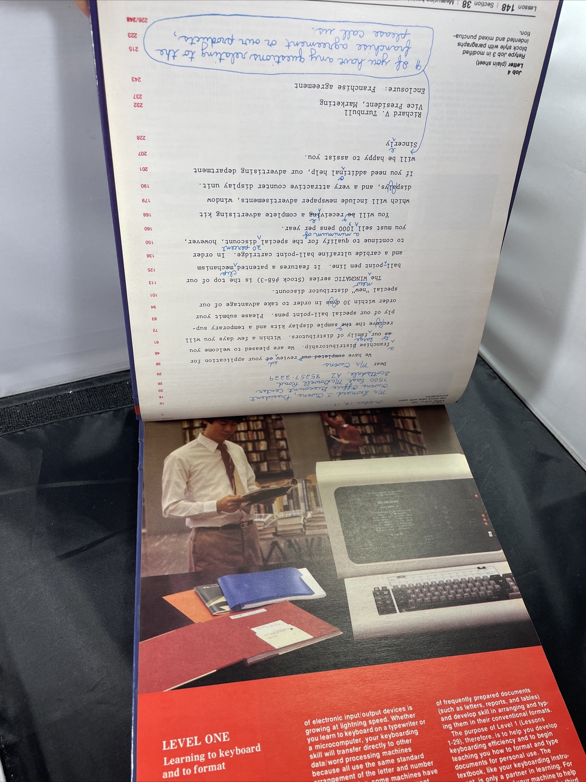 COLLEGE TYPING 1986 Book Intensive Course Flip Hardcover Vintage Book