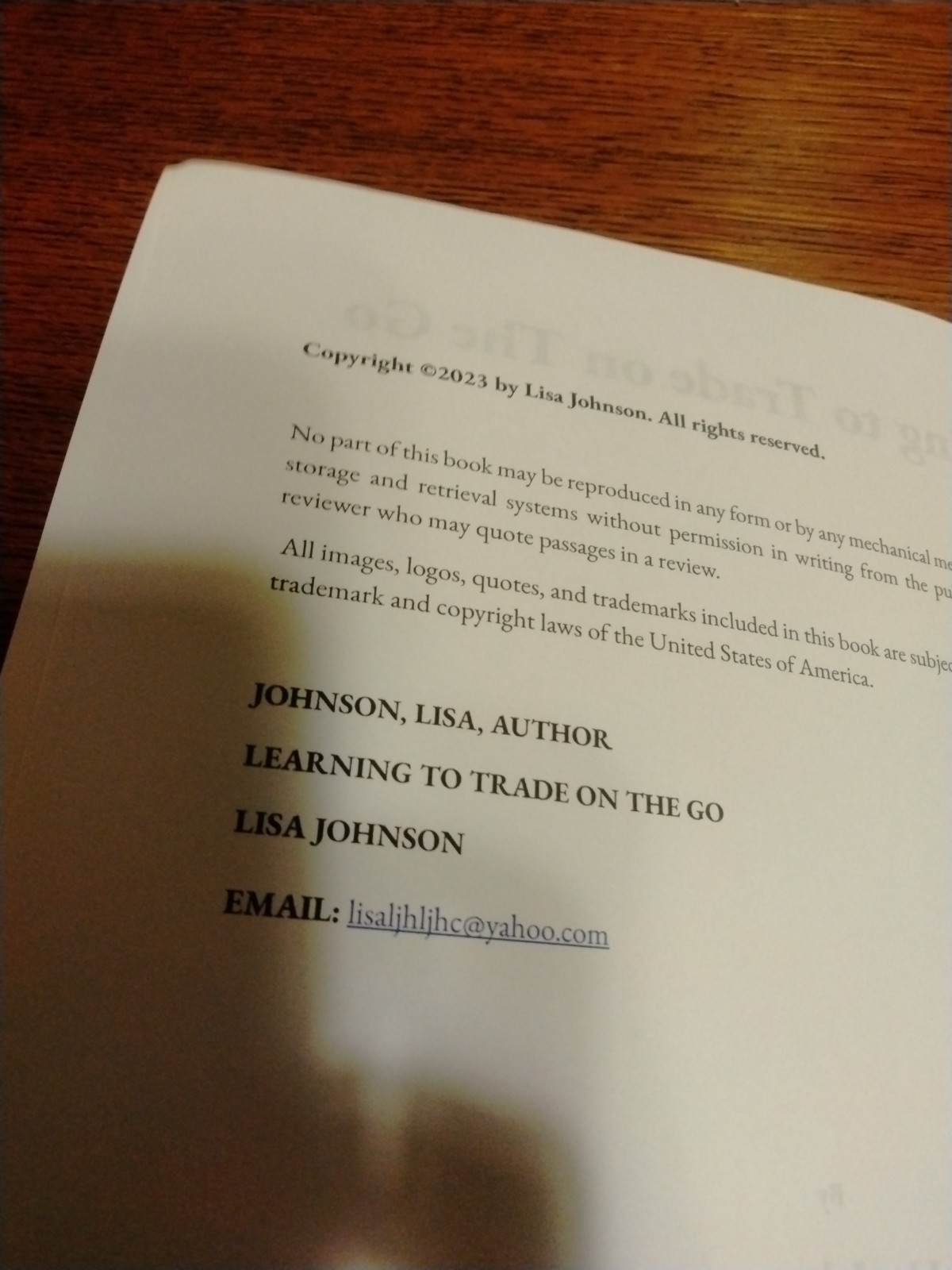 Learning to Trade on The Go by Lisa Johnson Paperback Book