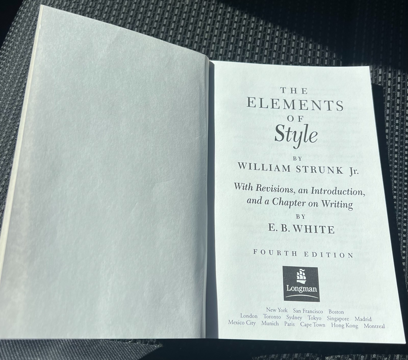 The Elements of Style Book. Fourth Edit. By William Strunk Jr. Excellent book