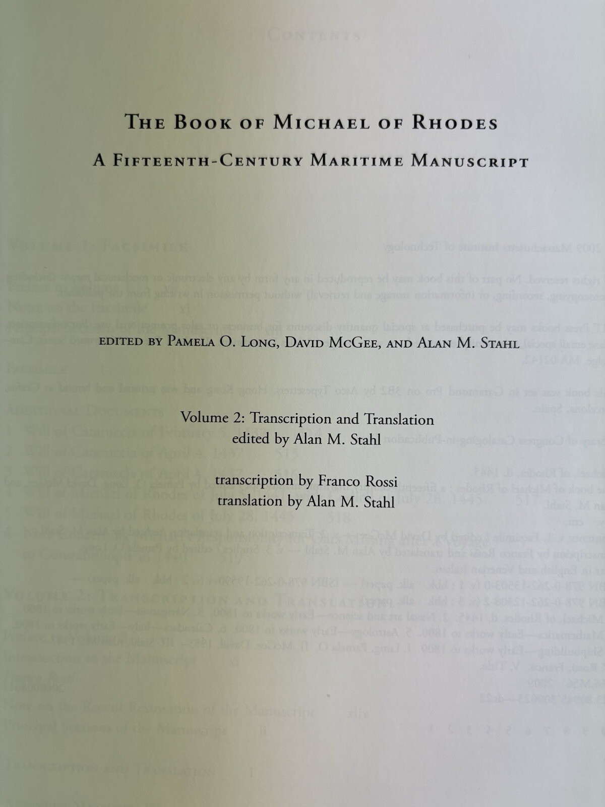 The Book of Michael of Rhodes Vol 1 & 2 15th Century Maritime Manuscript MIT