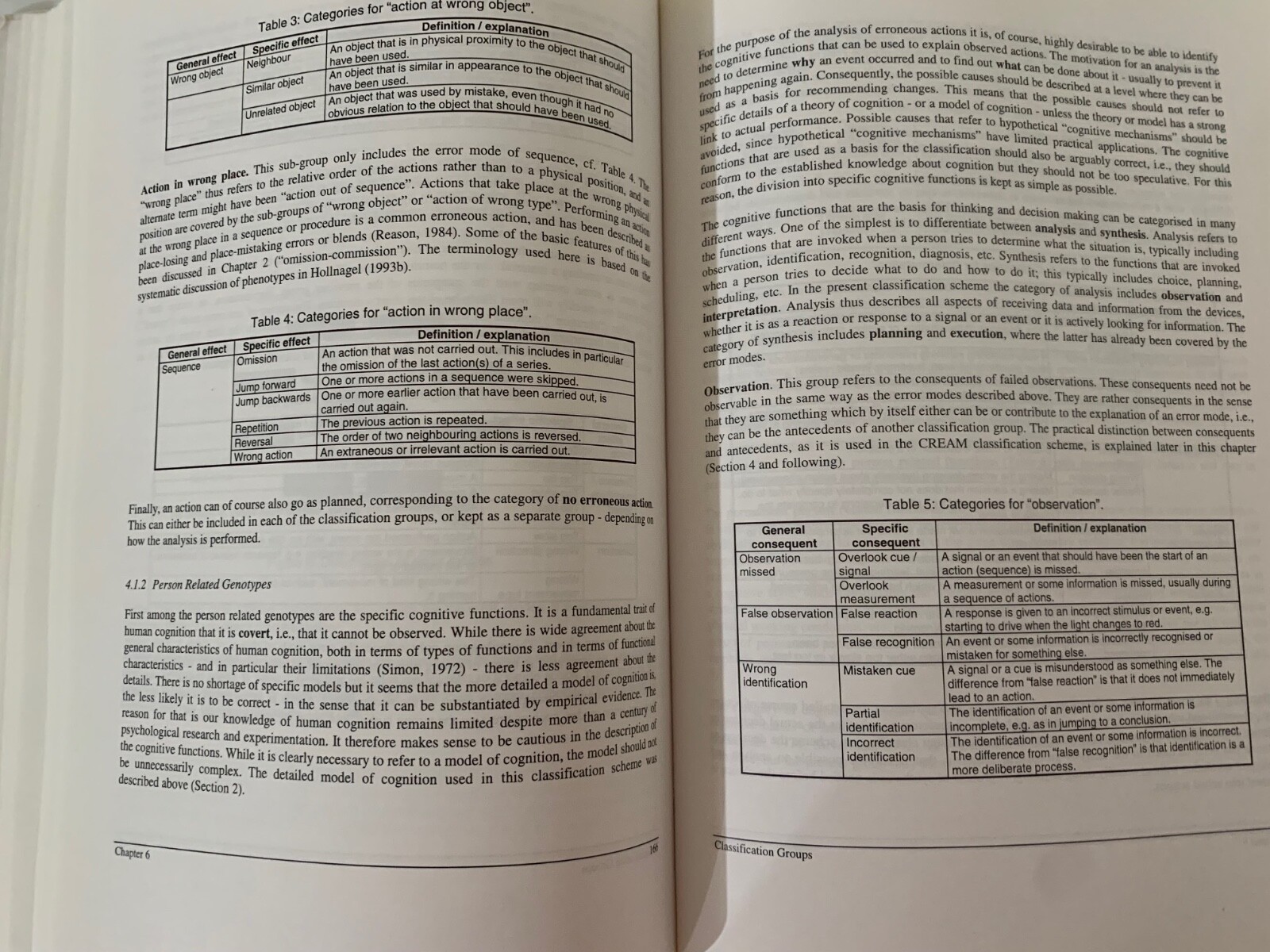 Cognitive Reliability and Error Analysis Method (CREAM) by E. Hollnagel; VG