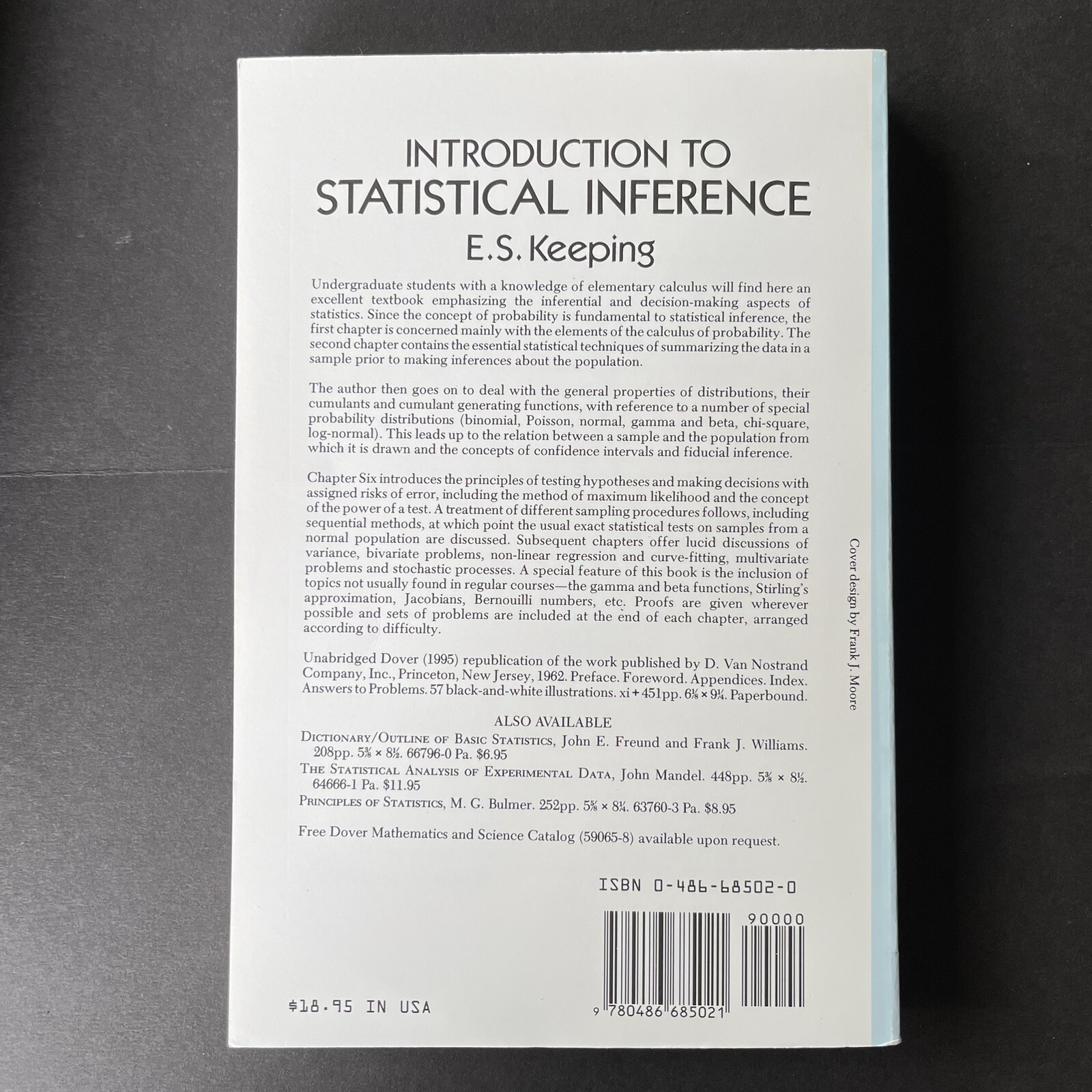 Introduction to Statistical Inference Paperback E. S. Keeping