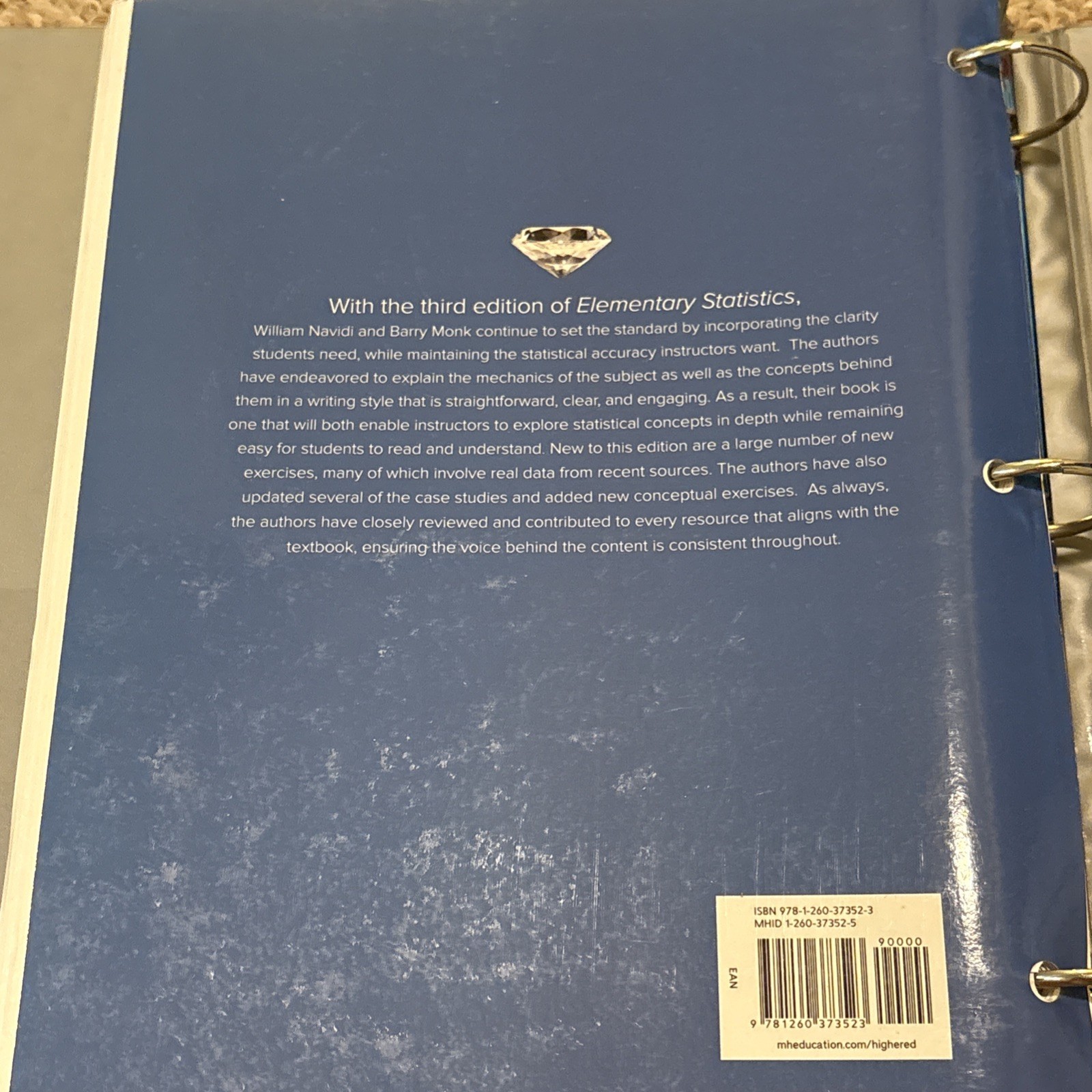 Loose Leaf Elementary Statistics by Navidi, William|Monk, Barry 3rd Edition