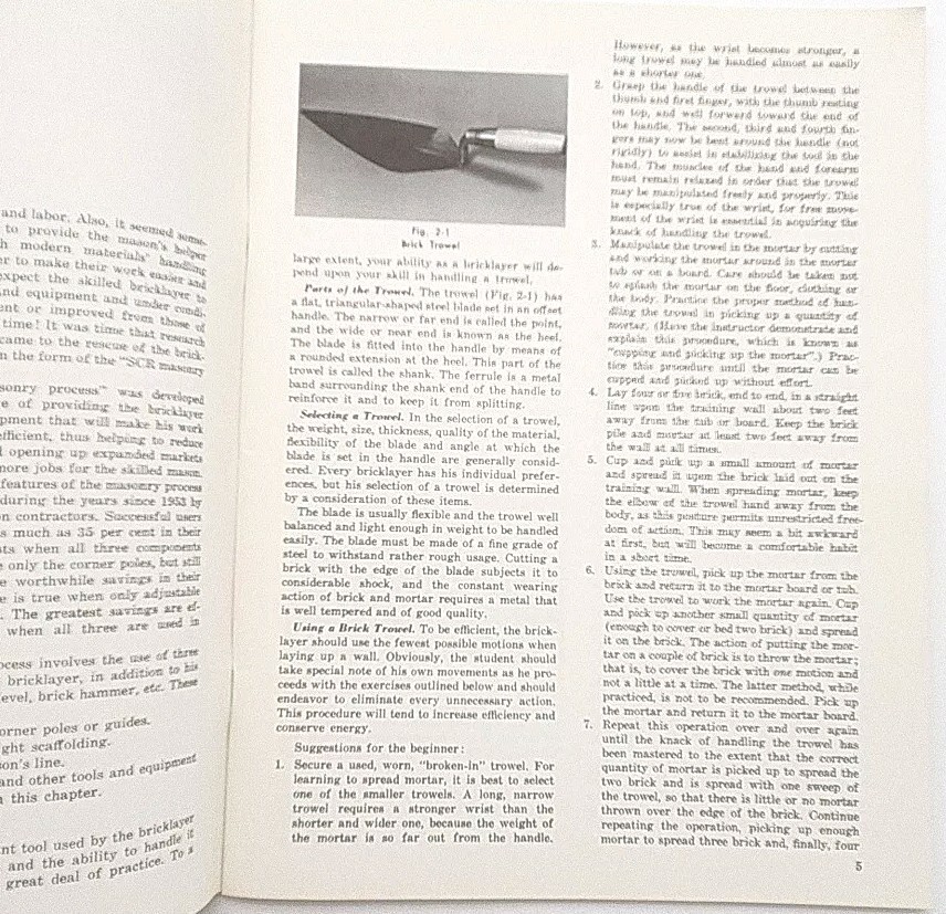 Bricklaying Vocational Training Student’s Textbook By William York Harry Plummer