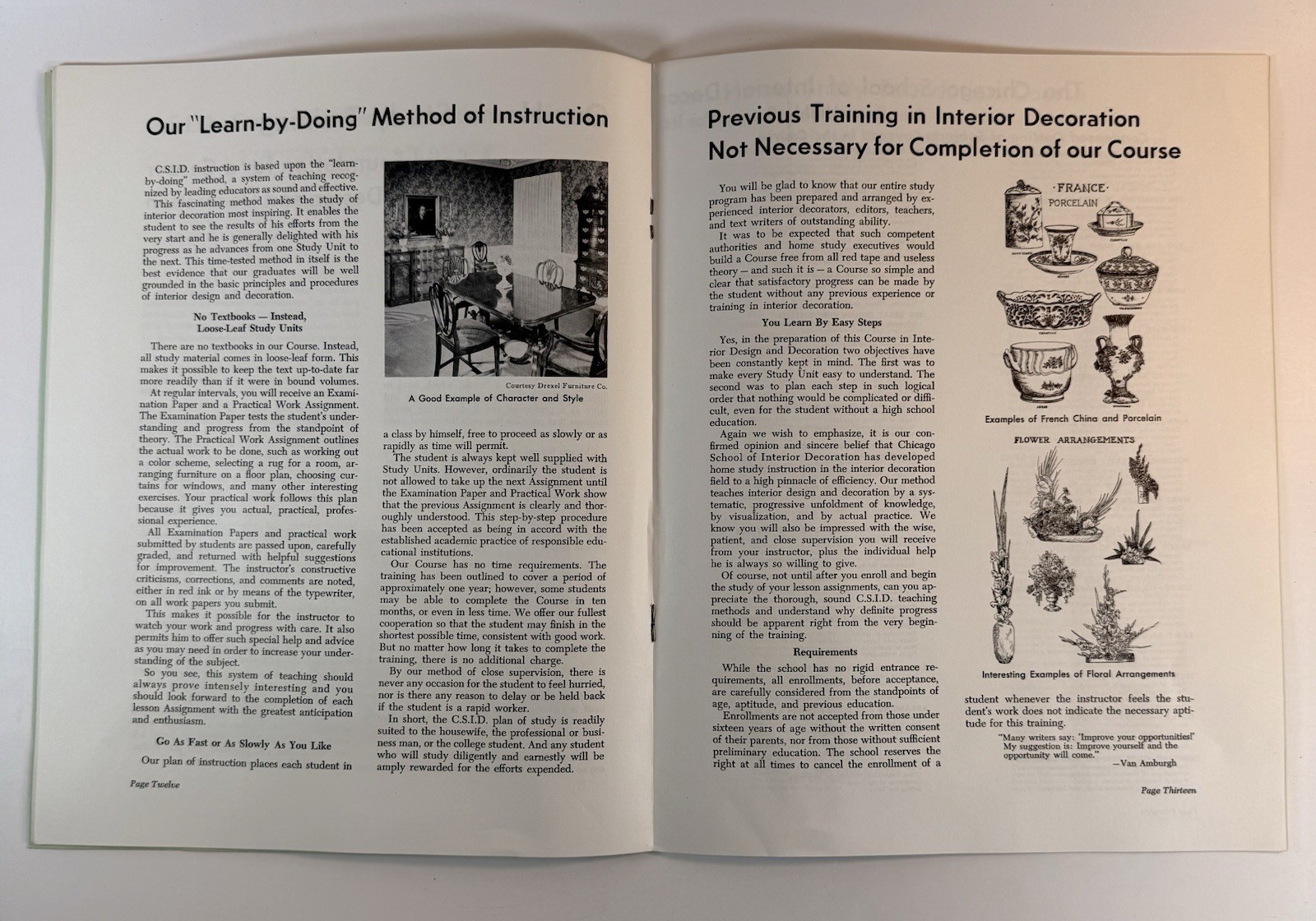Vintage Interior Design Course Booklet 1958 CSID Chicago + Ephemera