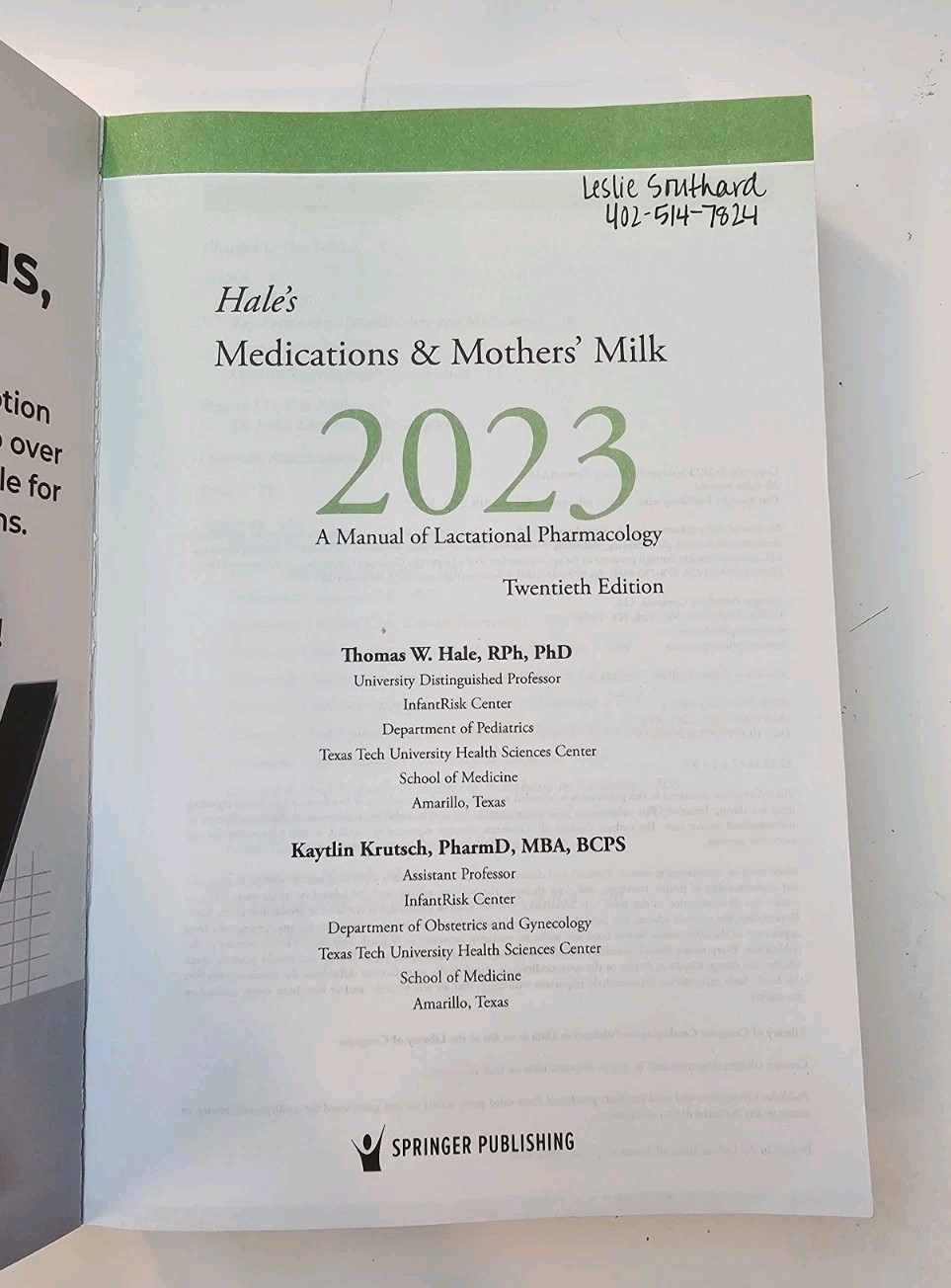 Hale’s Medications & Mothers’ Milk 2023 Breastfeeding Drug Safety Guide
