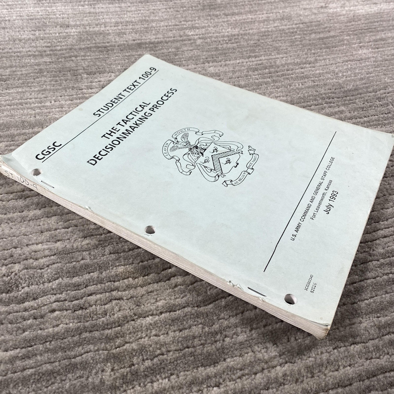Vintage 1993 The Tactical Decisionmaking Process Student Text 100-9 US Army CGSC