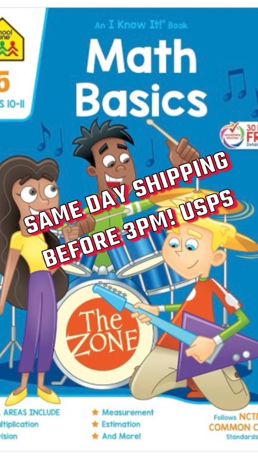 School Zone – Math Basics 5 Workbook – 64 Pages Ages 10 to 11 5th Grade Divisi..