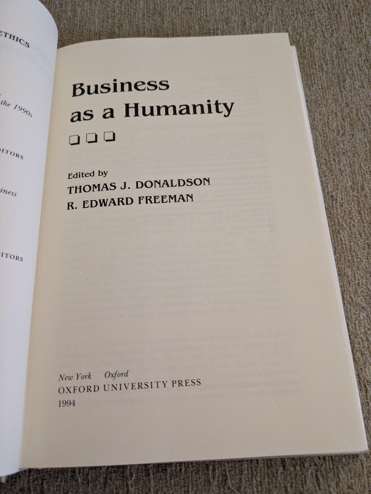 Business as a Humanity | Donaldson & Freeman | Ruffin Series on Business Ethics