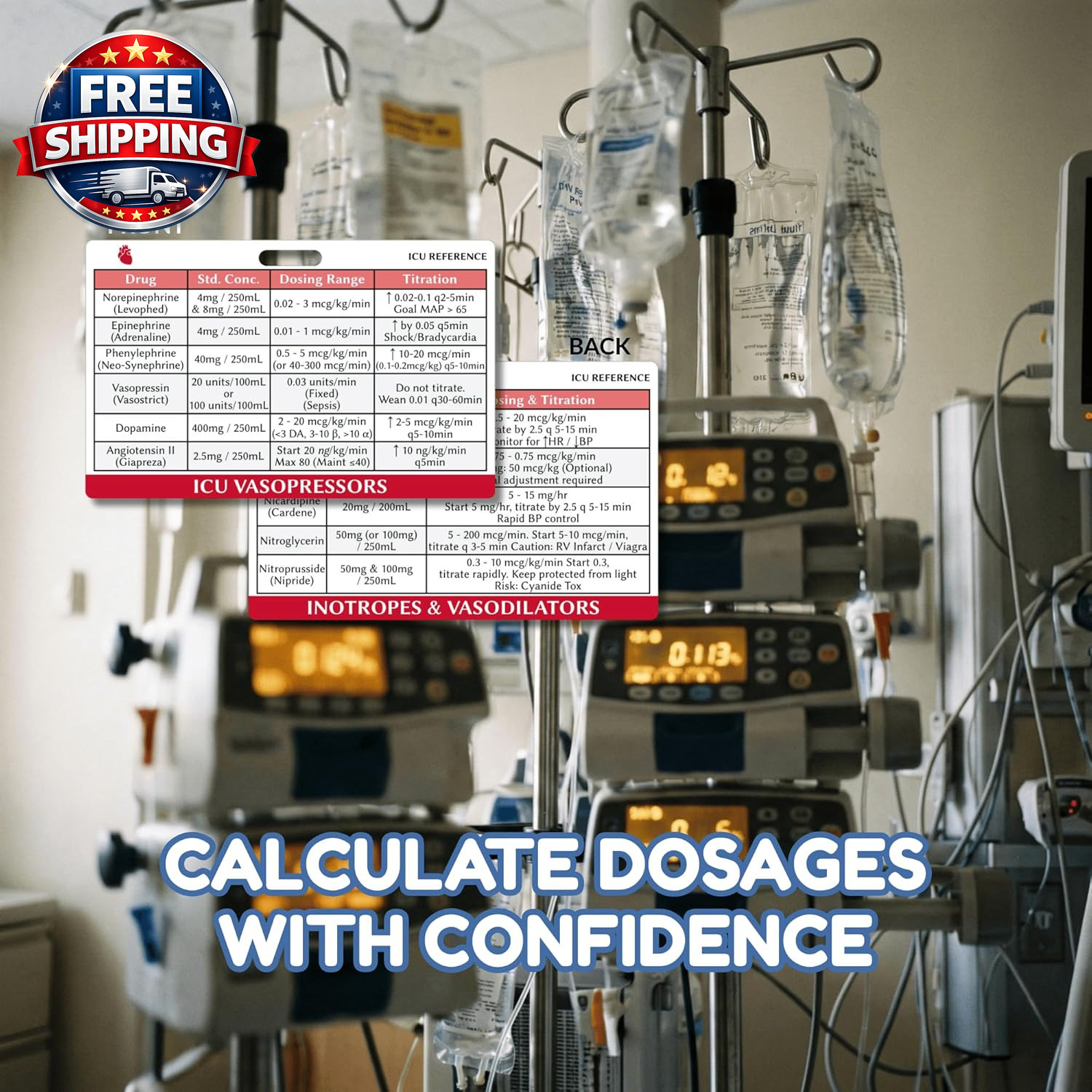 Intensive Care Nurse Essentials & RN Badge Buddy Reference Cards – Critical Care