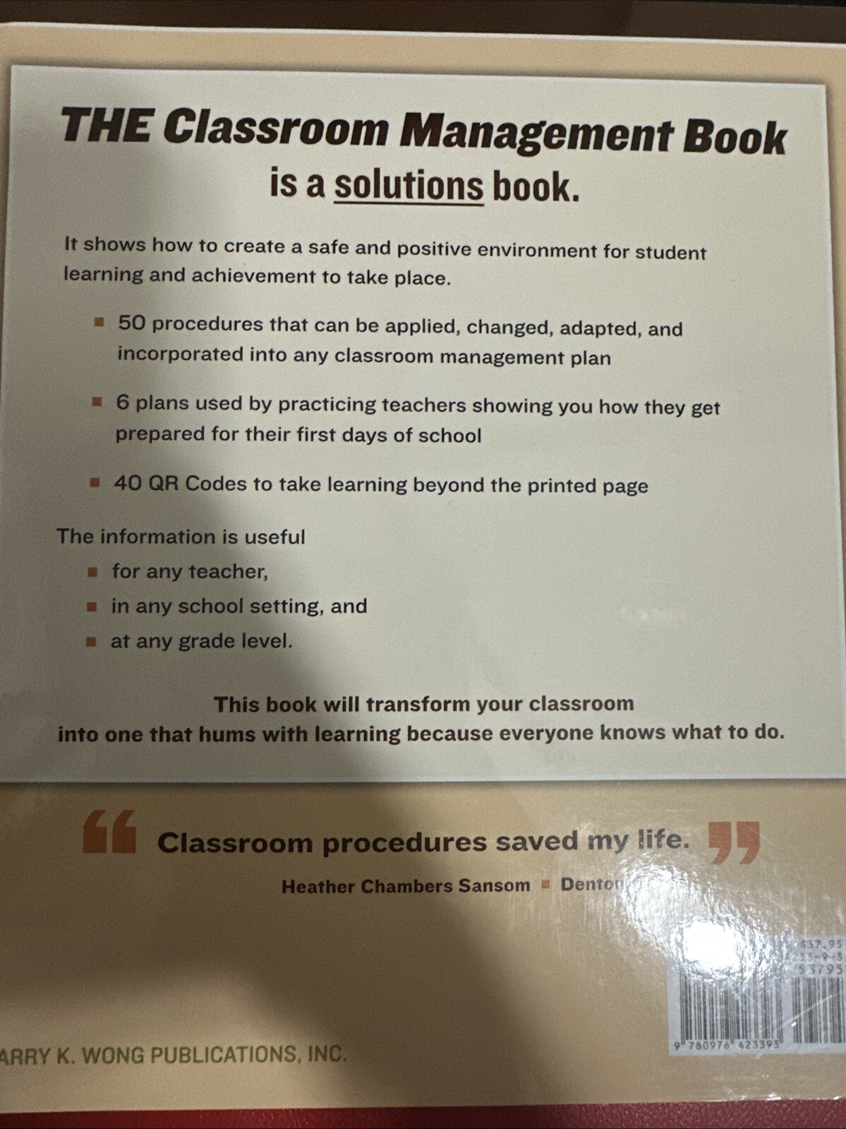 The Classroom Management Book by Rosemary T. Wong And Harry wong