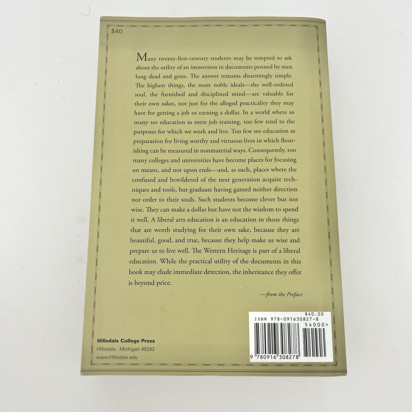 Western Heritage : A Reader Paperback, Hillsdale College Press