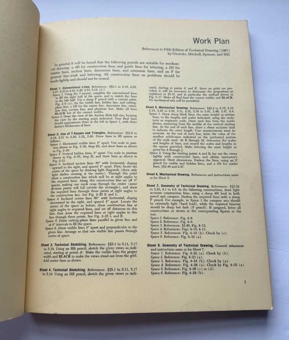Technical Drawing Problems 1967 Spencer Hill Vintage Drafting Engineering Book
