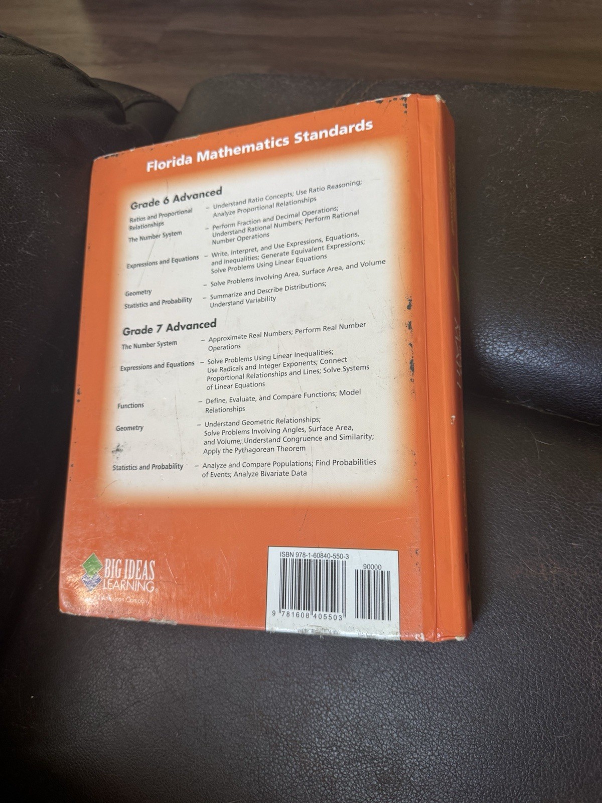 Big Ideas Math Advanced 1 Florida Edition Hardcover 2015 Ron Larson Boswell