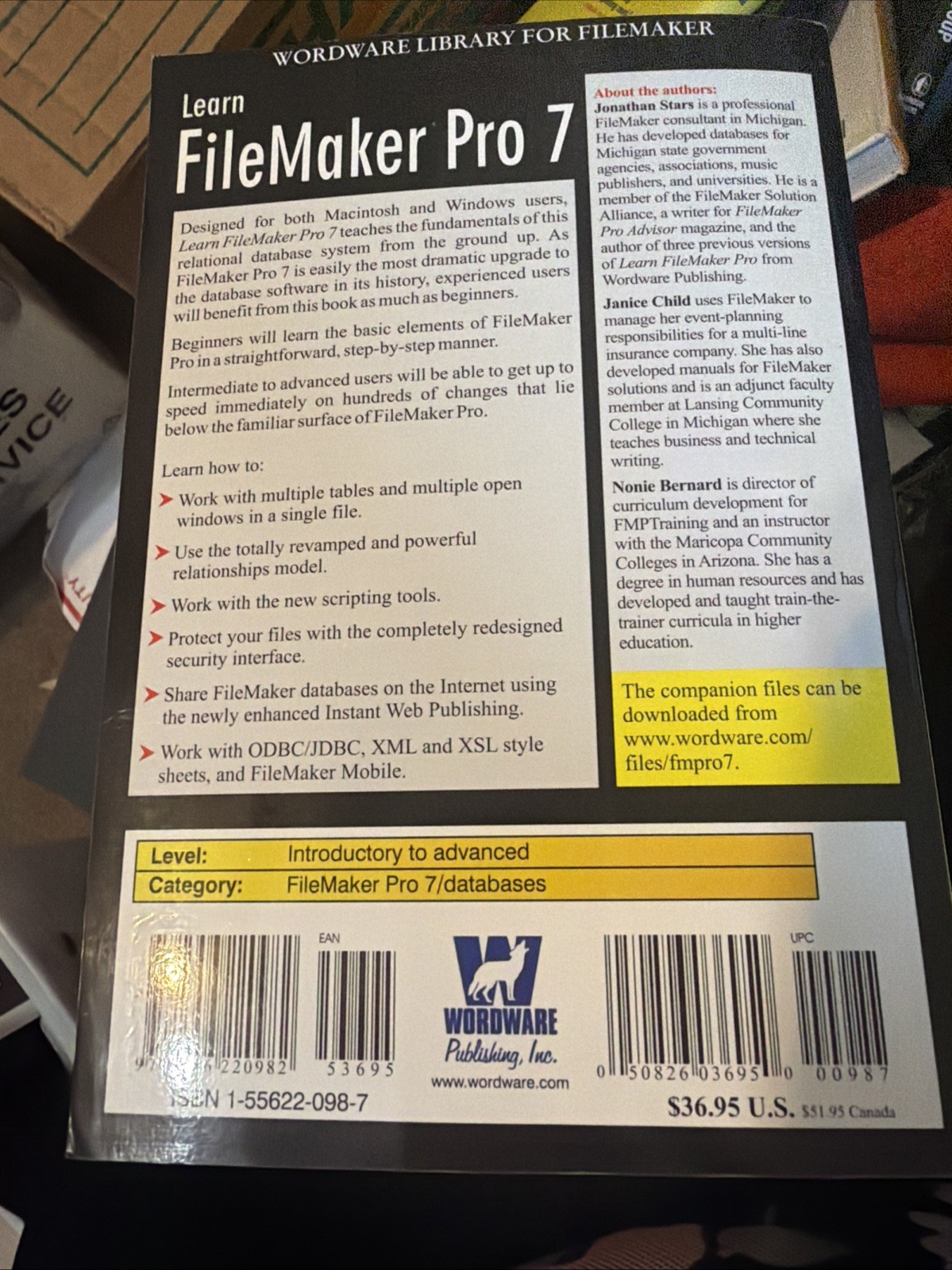 Learn Filemaker Pro 7 Worldwide Library Jonathan Stars Janice Child Paperback