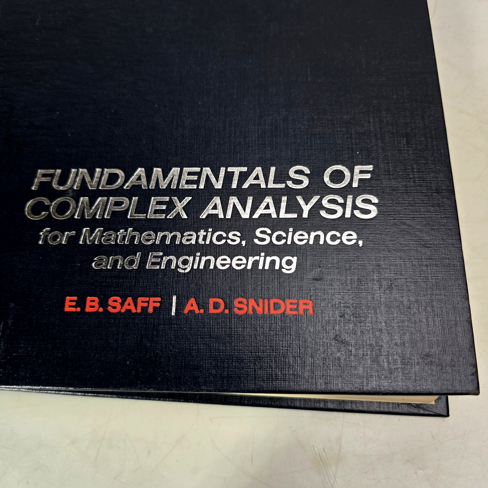 Fundamentals Of Complex Analysis Saff Snider Textbook Black HC Prentice 1976