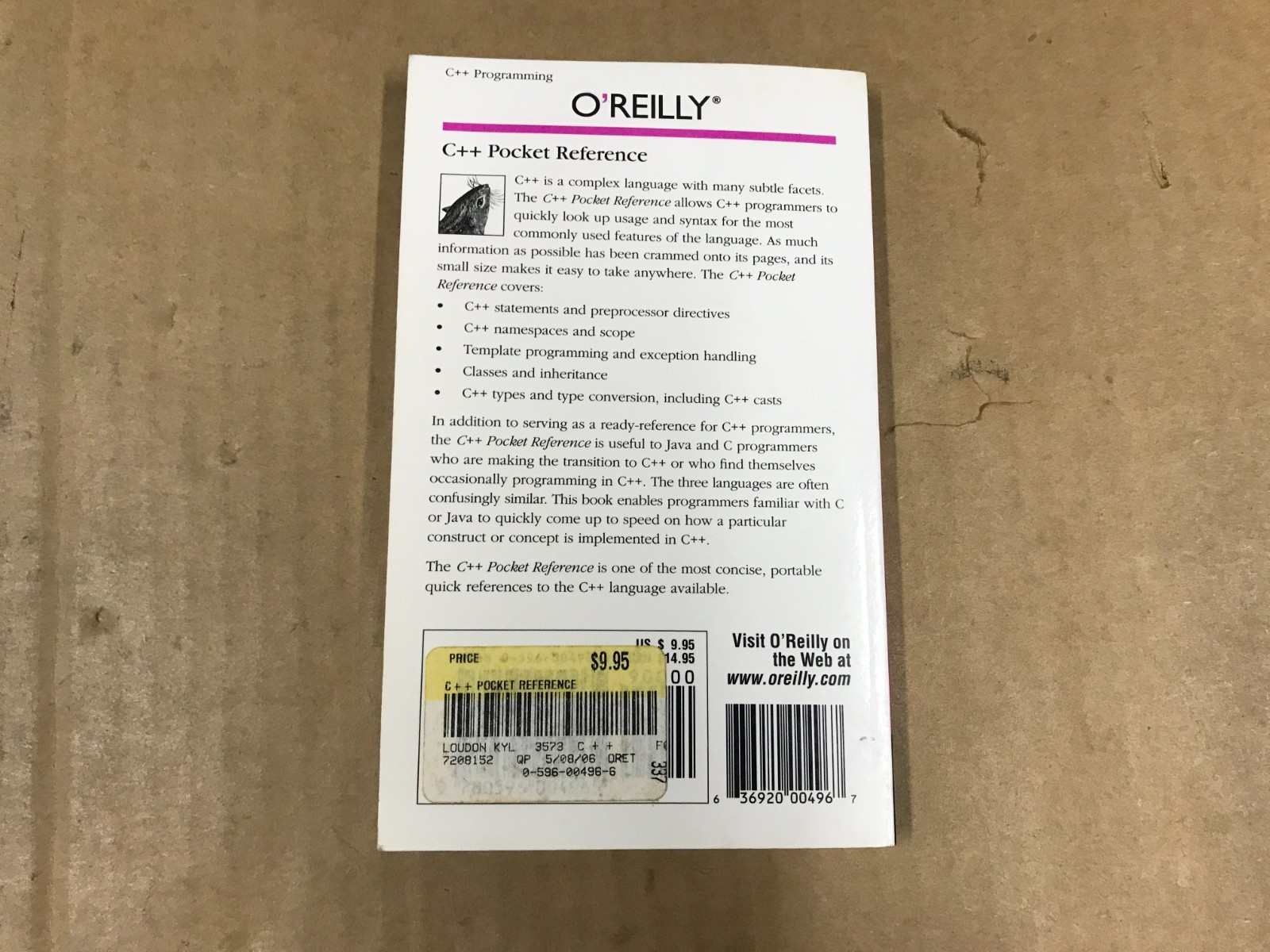 2008 C++ Pocket Reference Guide – O’Reilly – By Kyle Loudon