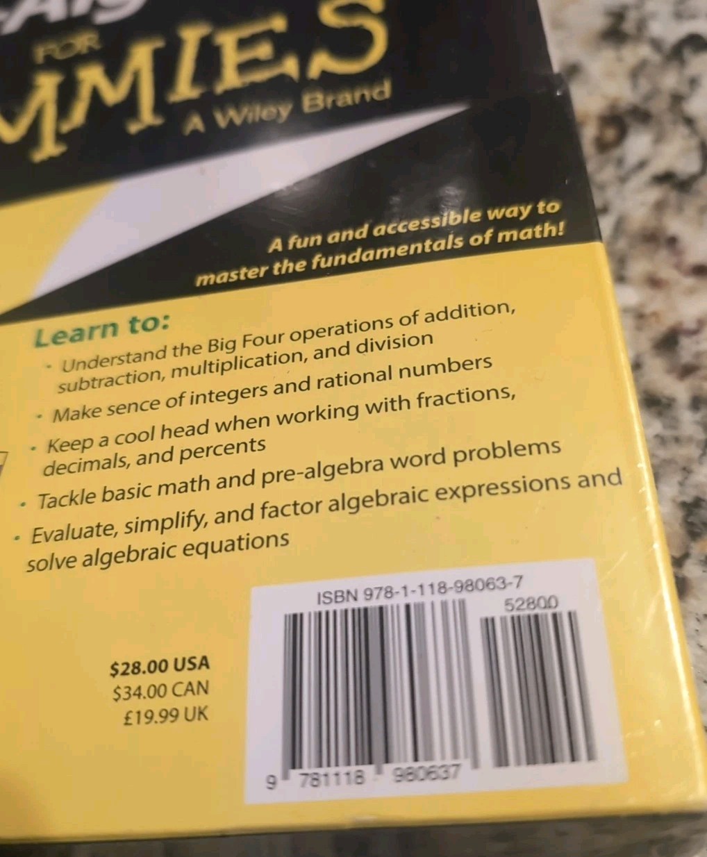 BASIC MATH PRE-ALGEBRA For Dummies Practice Problems 2nd Edition New Easier