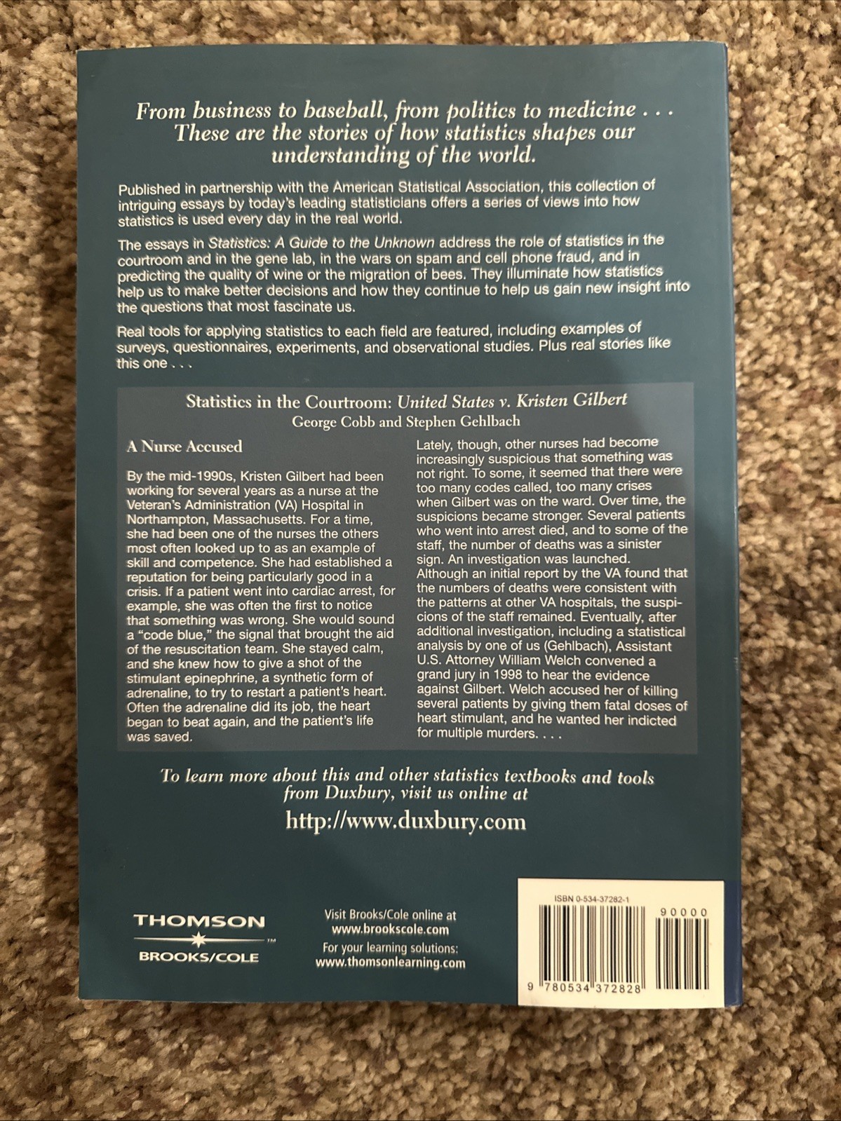 Statistics : A Guide to the Unknown by George Casella, Judith M. Tanur,…