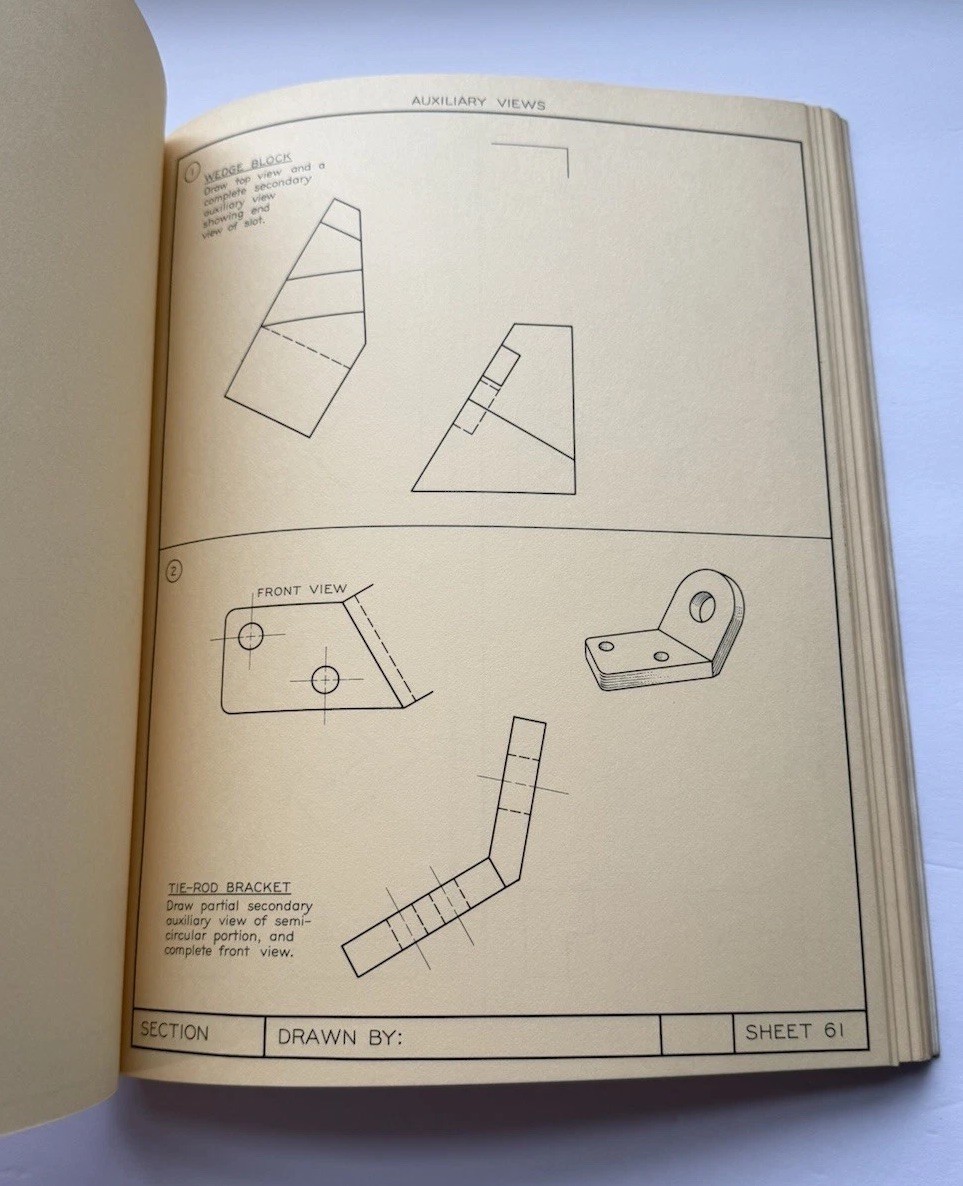 Technical Drawing Problems 1967 Spencer Hill Vintage Drafting Engineering Book
