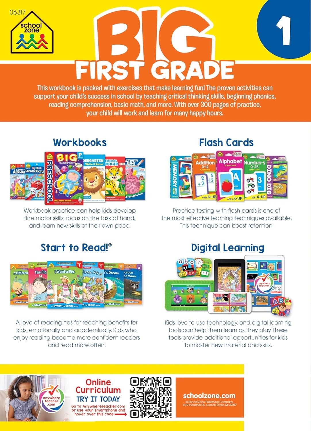 NEW School Zone Big First Grade Workbook – 320 Pages of Learning Fun!