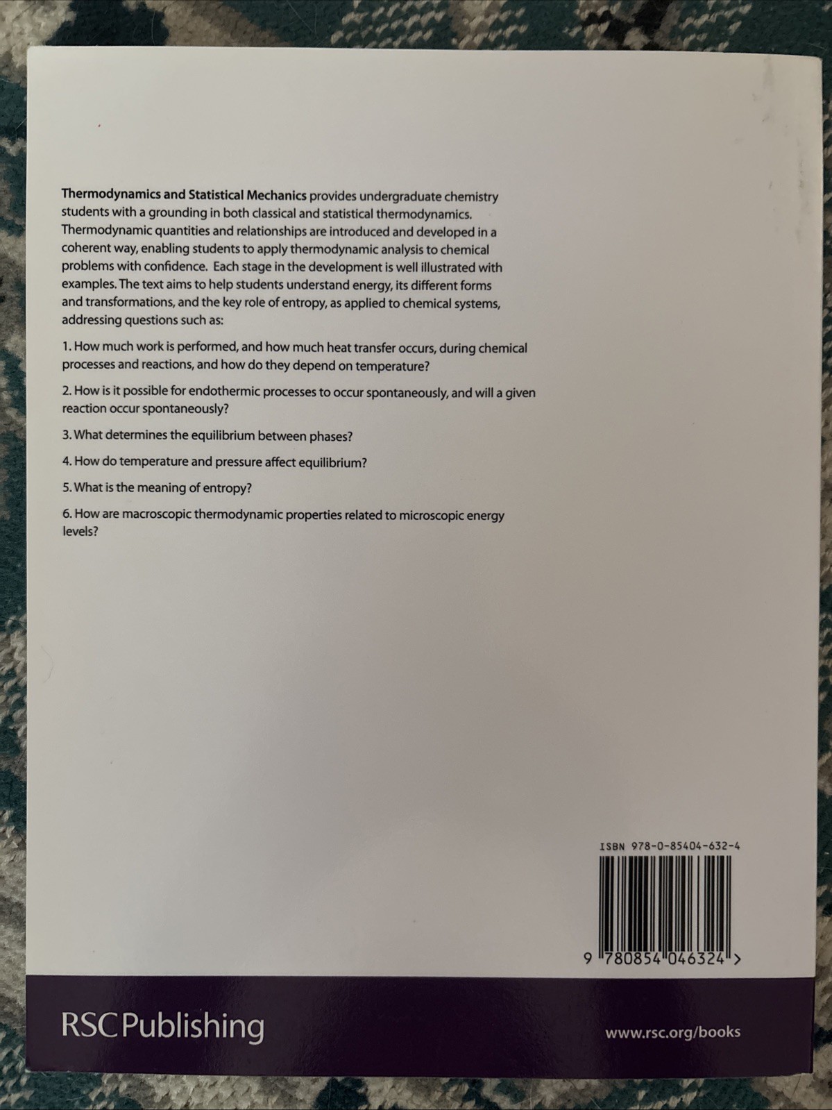 Tutorial Chemistry Texts: Thermodynamics and Statistical Mechanics by John M….