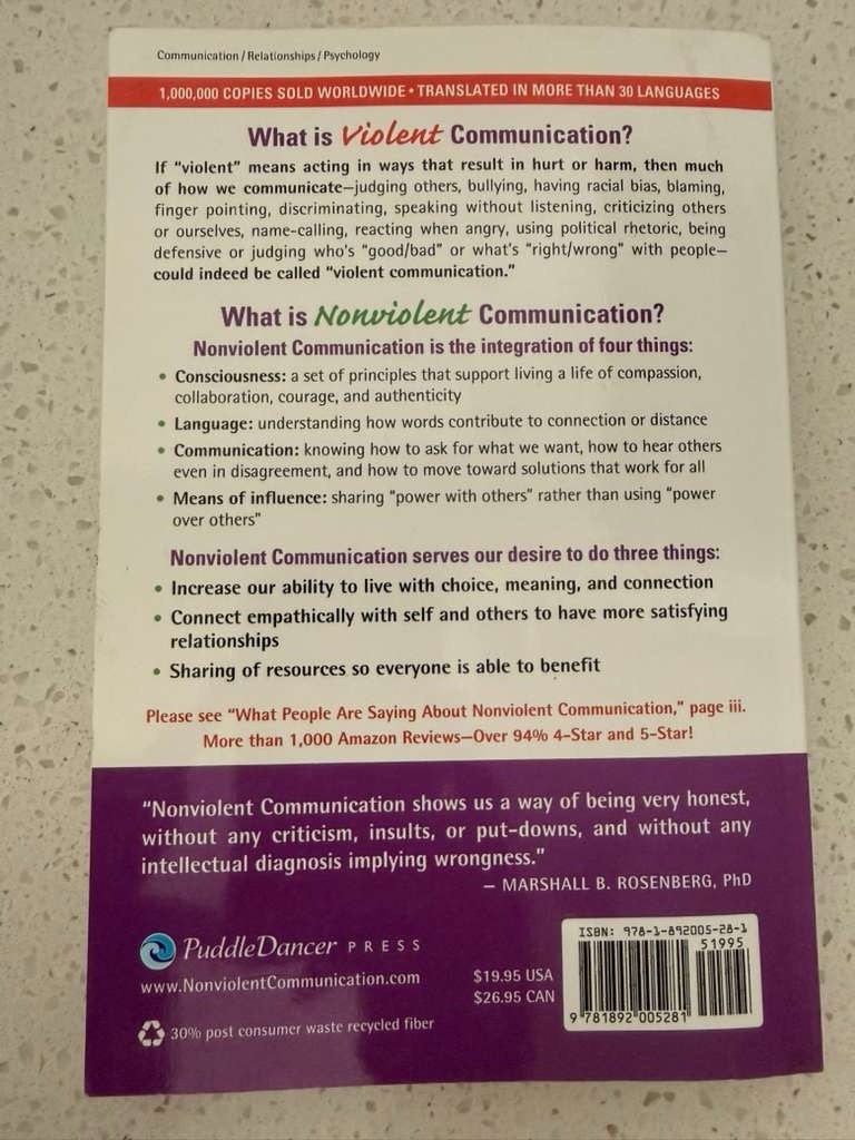 Nonviolent Communication 3rd Edition Marshall Rosenberg A Language of Life PB