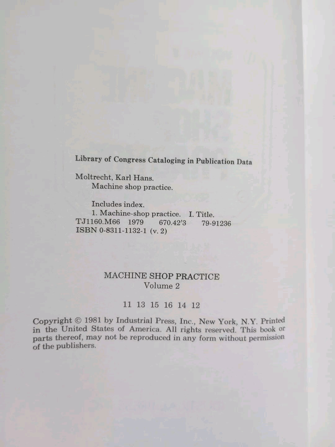 MACHINE SHOP PRACTICE, VOL 2 Karl Moltrecht HC (Great Condition) 1981