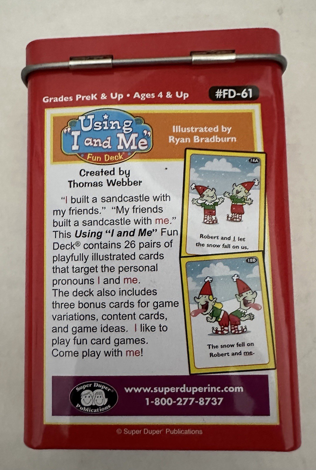 Using I and Me Fun Deck Thomas Webber (2003, Cards,Flash Cards) super duper