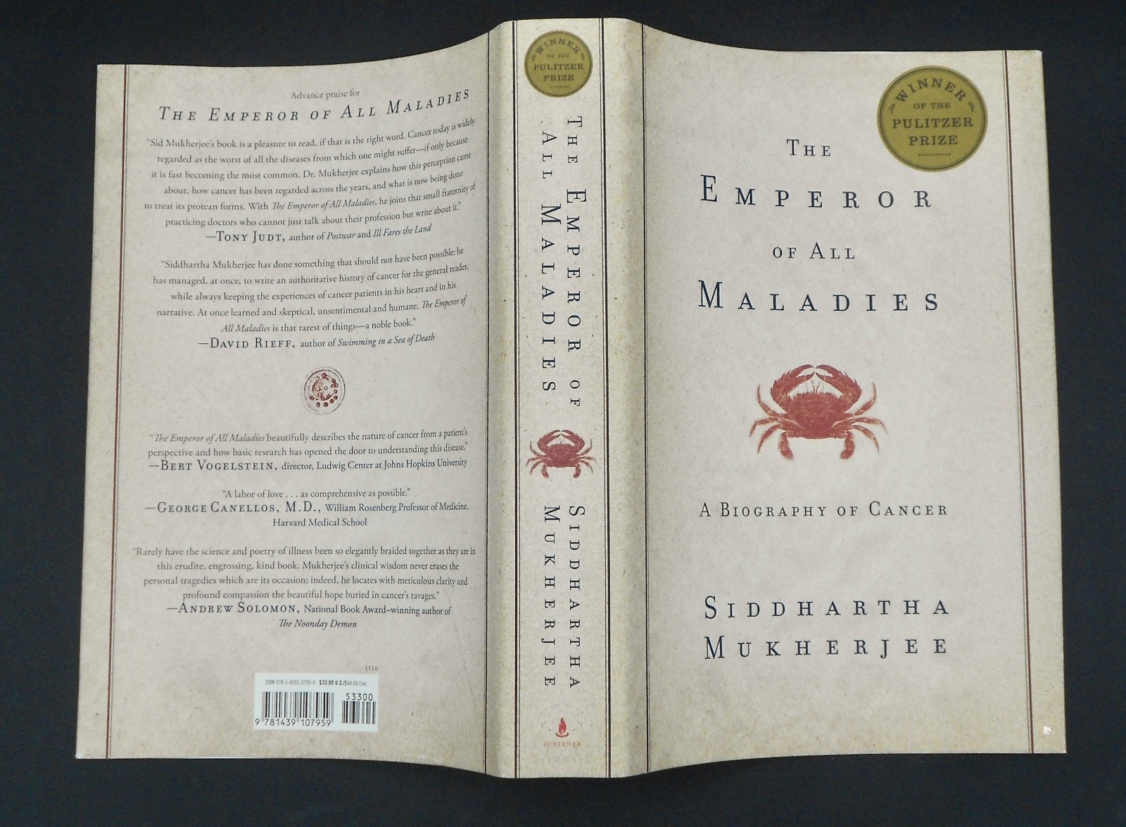 EMPEROR OF ALL MALADIES: CANCER by MUKHERJEE 2010 SIGNED 1ST HC/DJ NF PULITZER