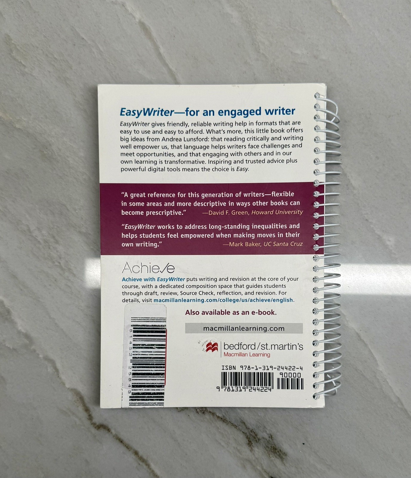 EasyWriter by Andrea A. Lunsford (2021, Spiral)