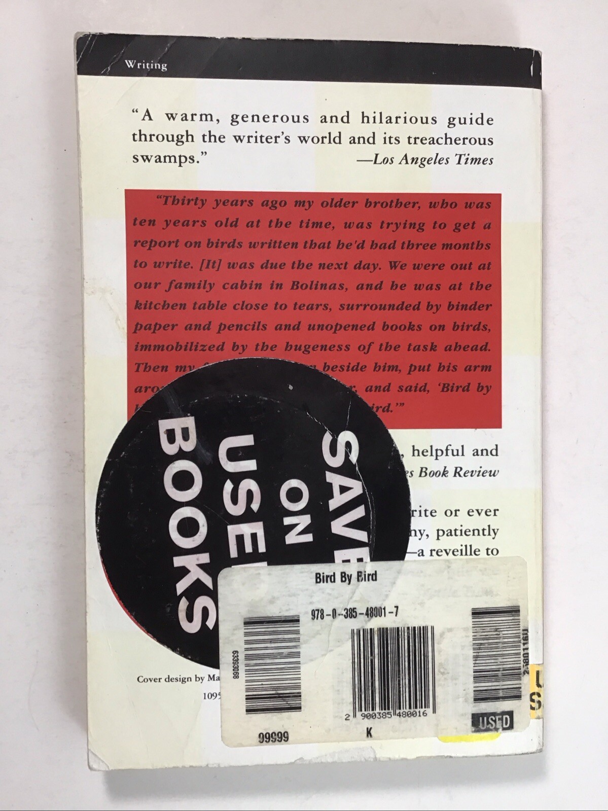 Bird by Bird : Some Instructions on Writing and Life by Anne Lamott 1995 TPB