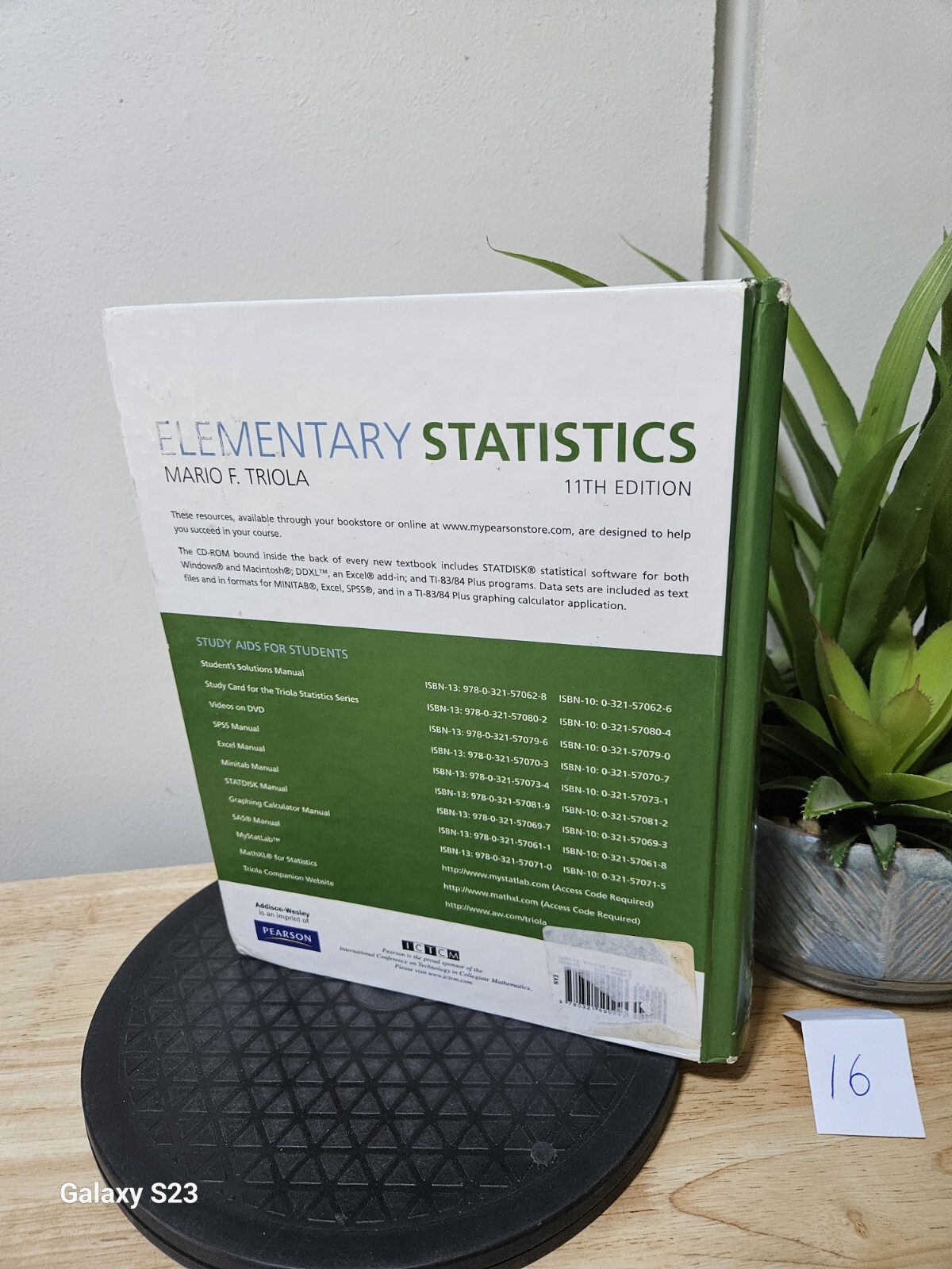 Elementary Statistics 11th Edition by Mario Triola Hardcover Pearson 2010
