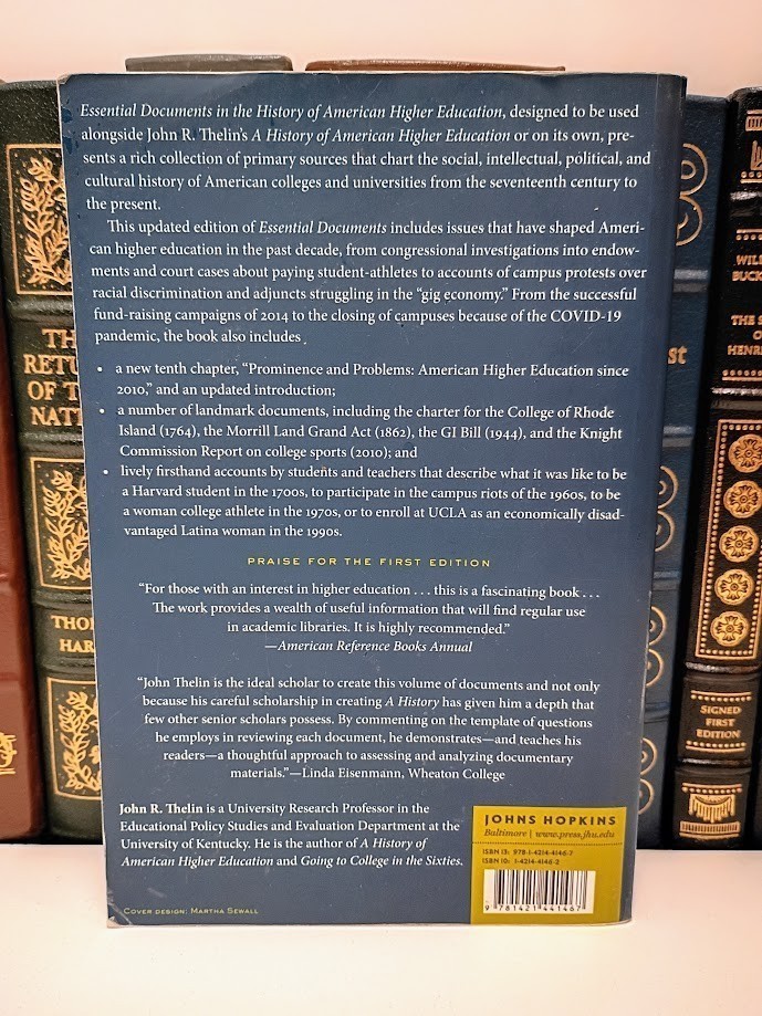 Essential Documents History American Higher Ed John R. Thelin Updated Edition VG